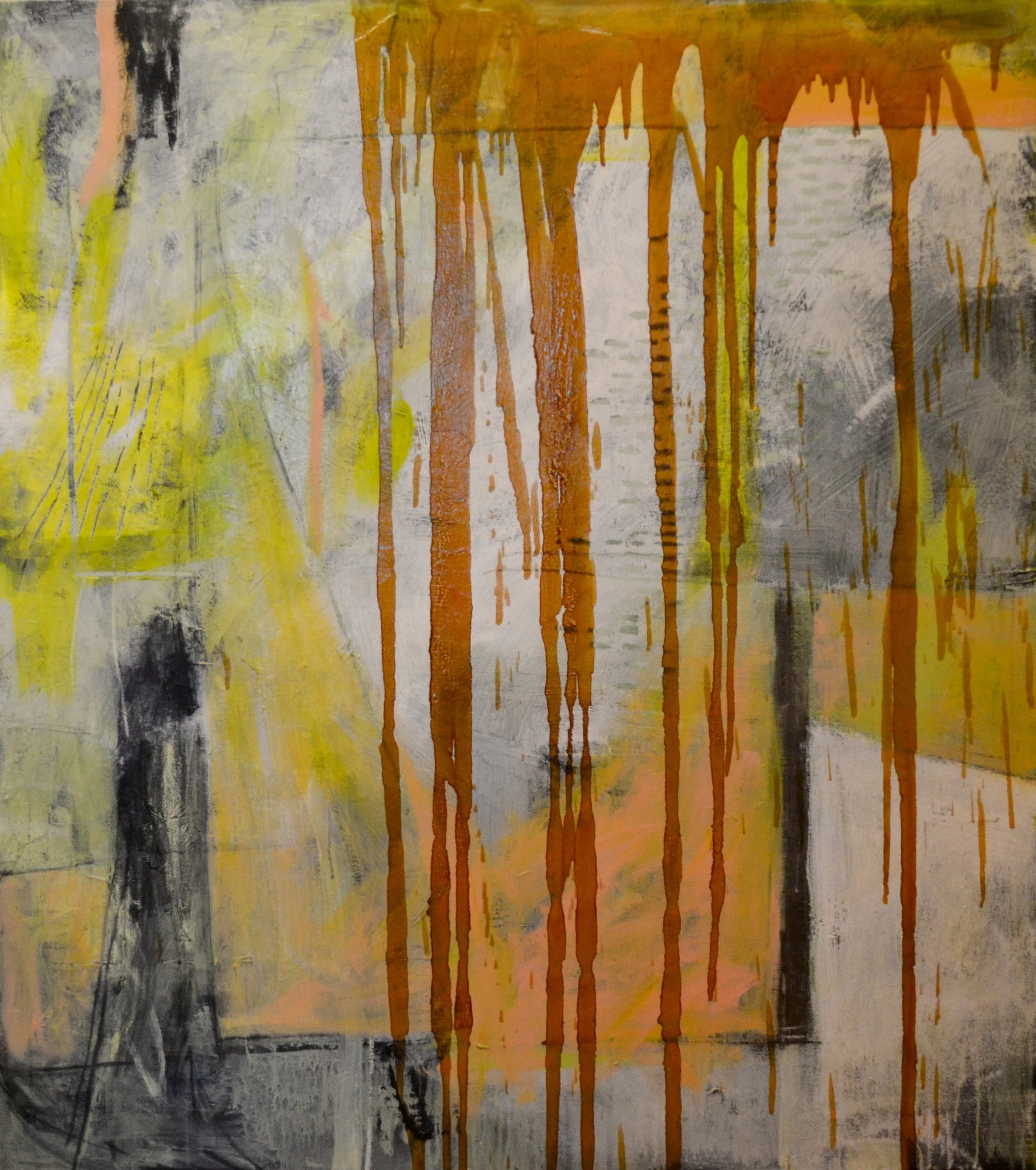   Black Rhino , 2013,  acrylic, oil pastel, and shellac on canvas, 60 × 58".