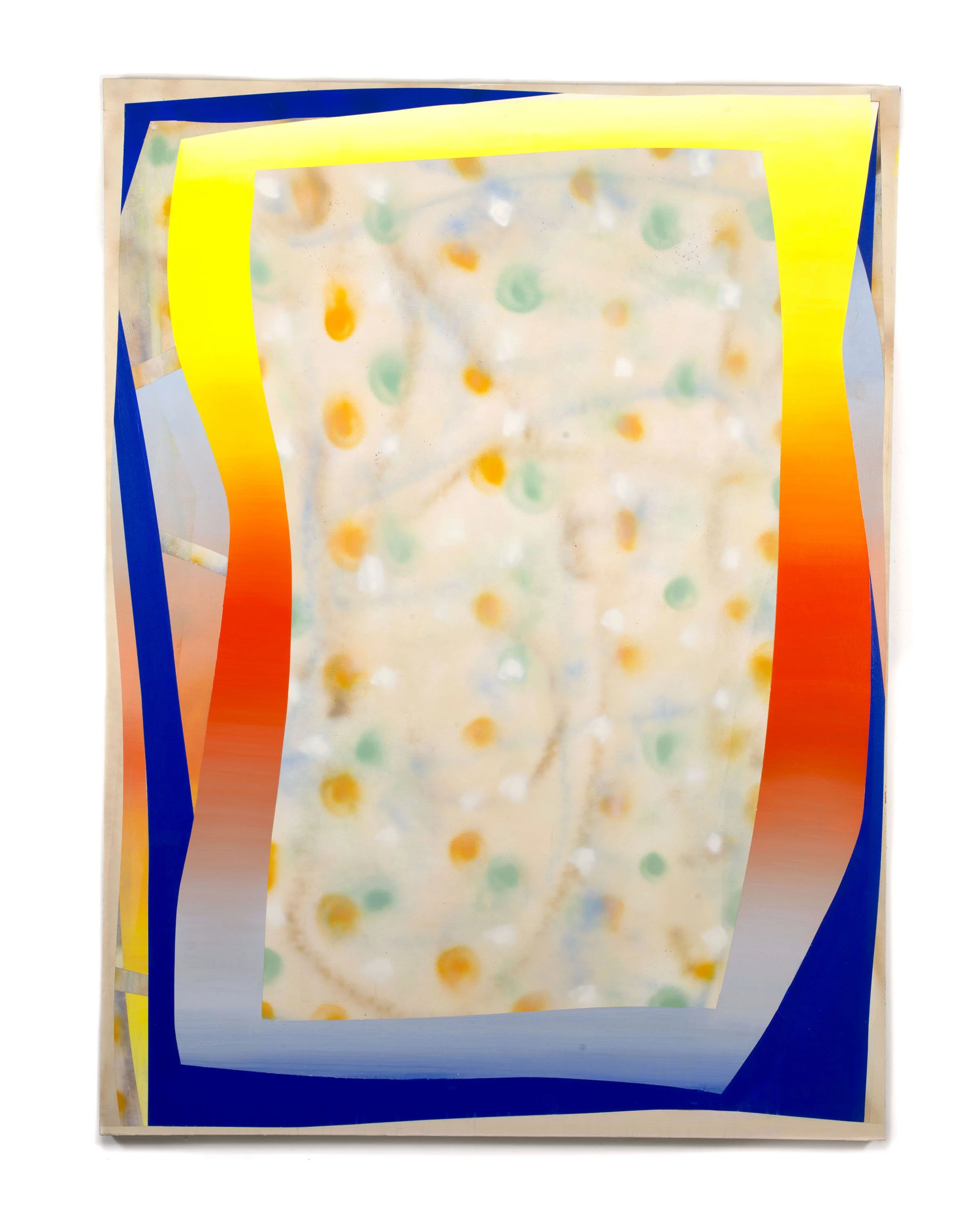   Melancholy and the Infinite Sunset , 2018  , acrylic, aerosol, and latex on canvas, 80 × 60".