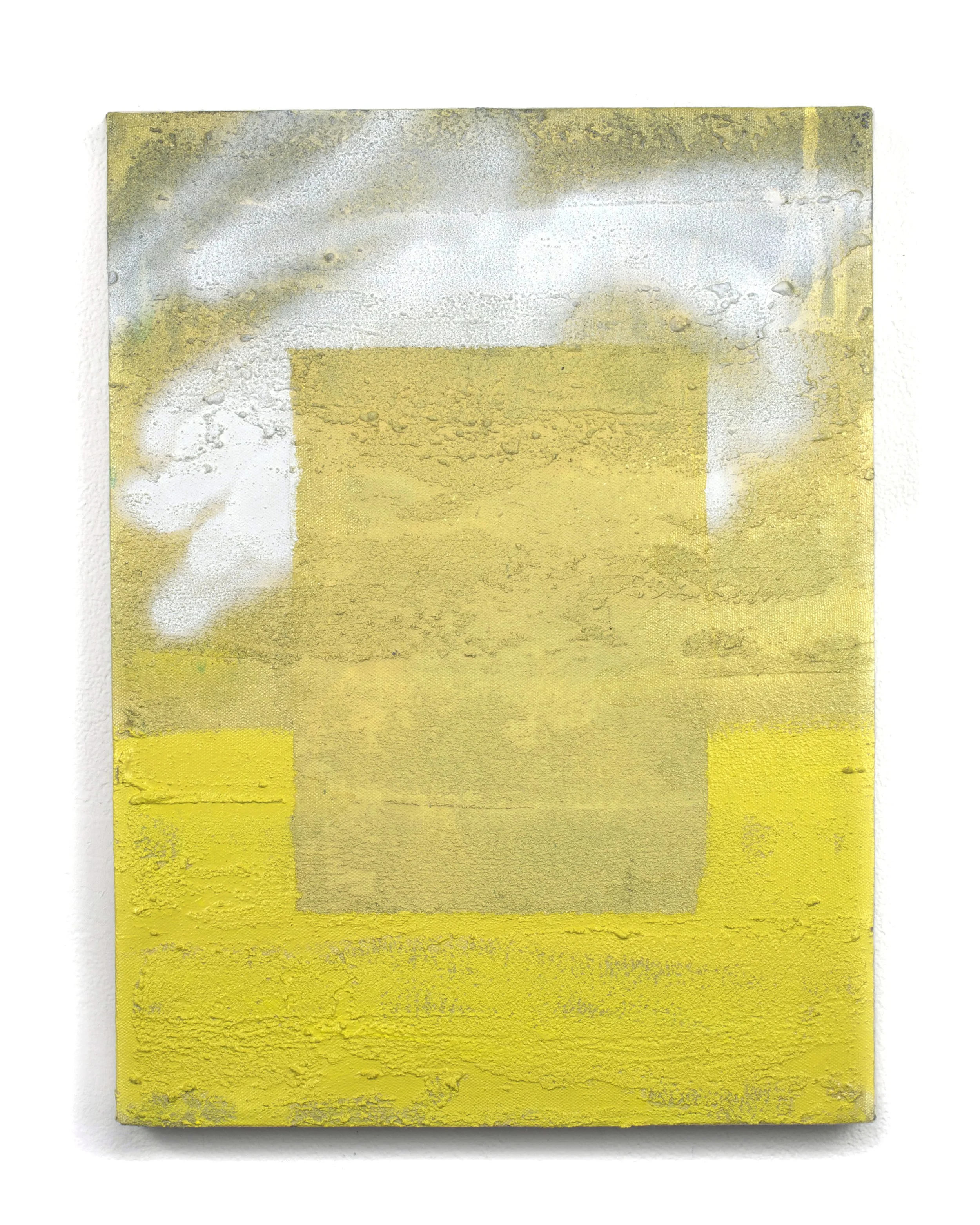   Untitled (Rectangle) , 2016,  acrylic, aerosol, and silica on canvas, 20 × 14". 