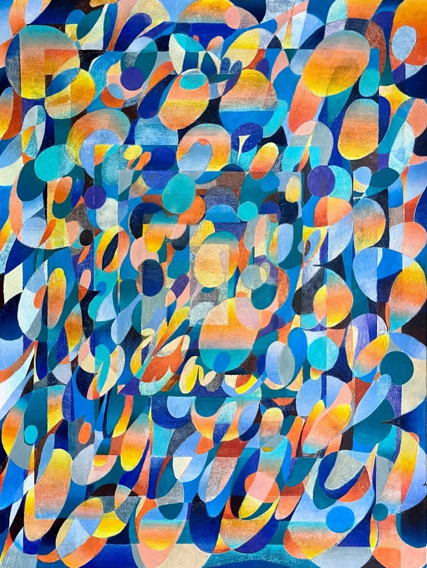   from the weather from the weight in my heart , 2026,  colored pencil and pastel on paper, 24 × 18".