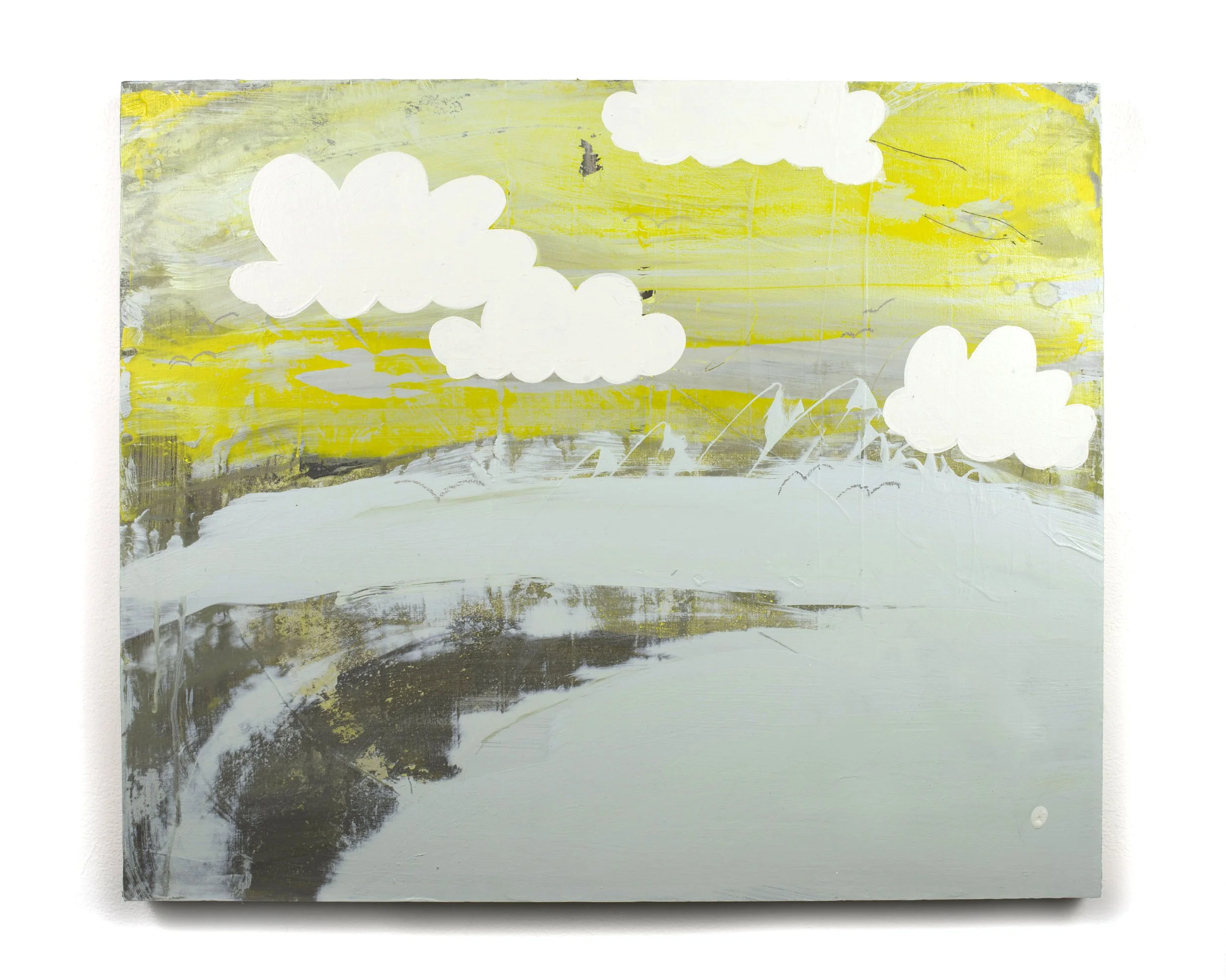   Above the Clouds , 2017,  acrylic and latex on panel, 20 × 24". 