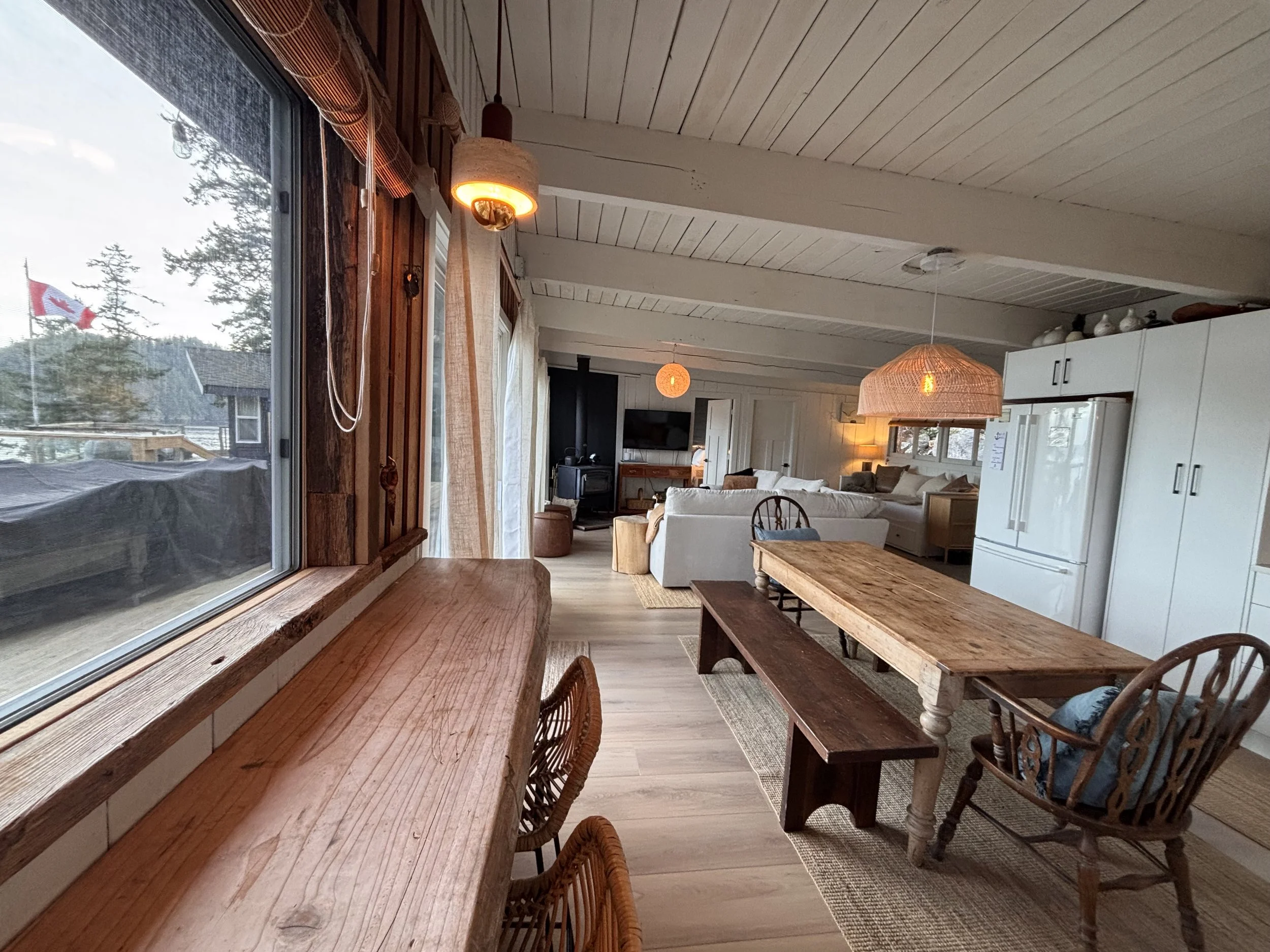 Breakfast and coffee bar with bar stools in the SALT kitchen.