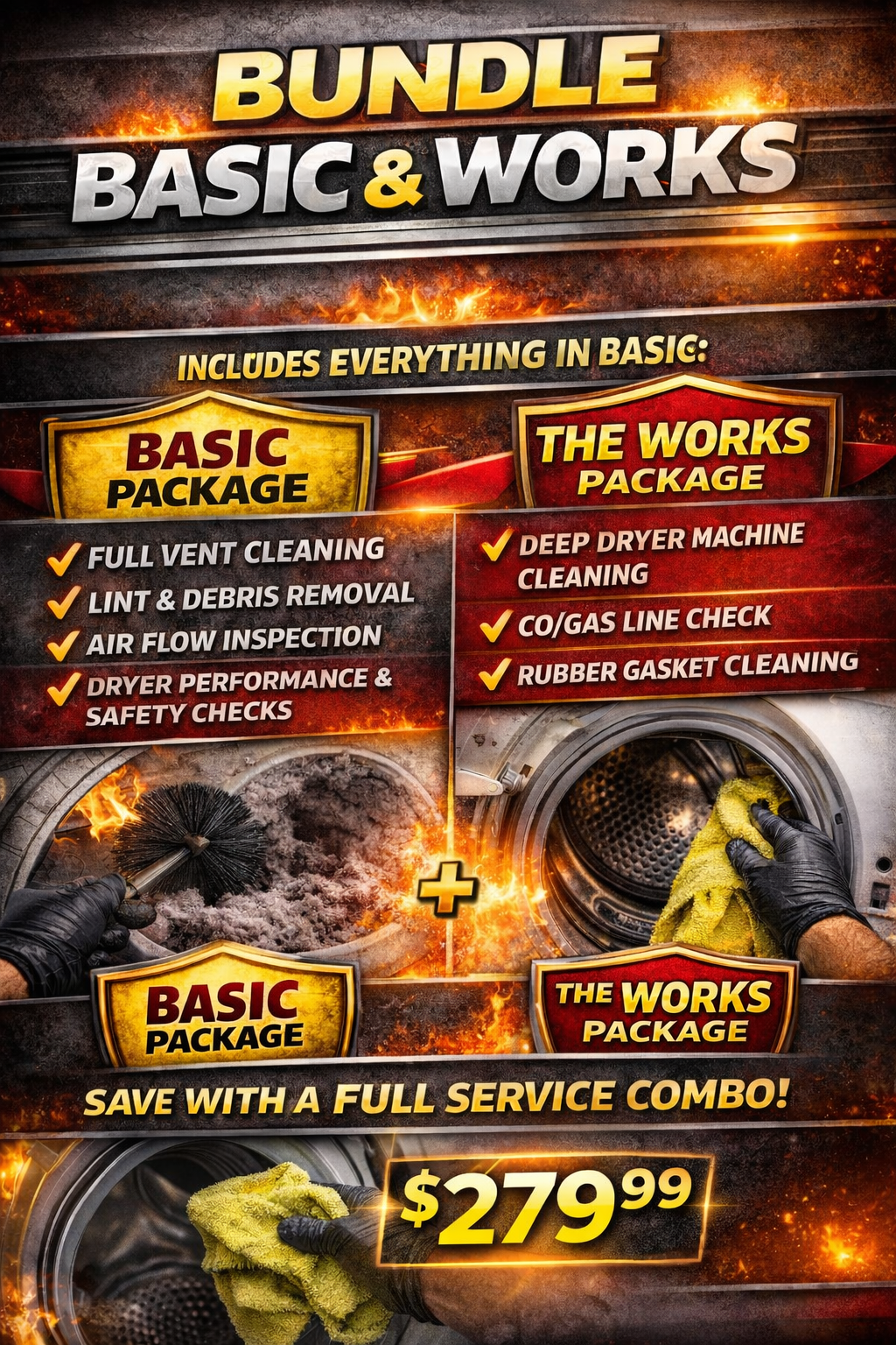 Bundle Dryer Safety + Washer Gasket Cleaning $279.99