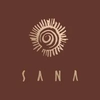 Logo featuring a stylized sun symbol above the word 'SANA' on a brown background.