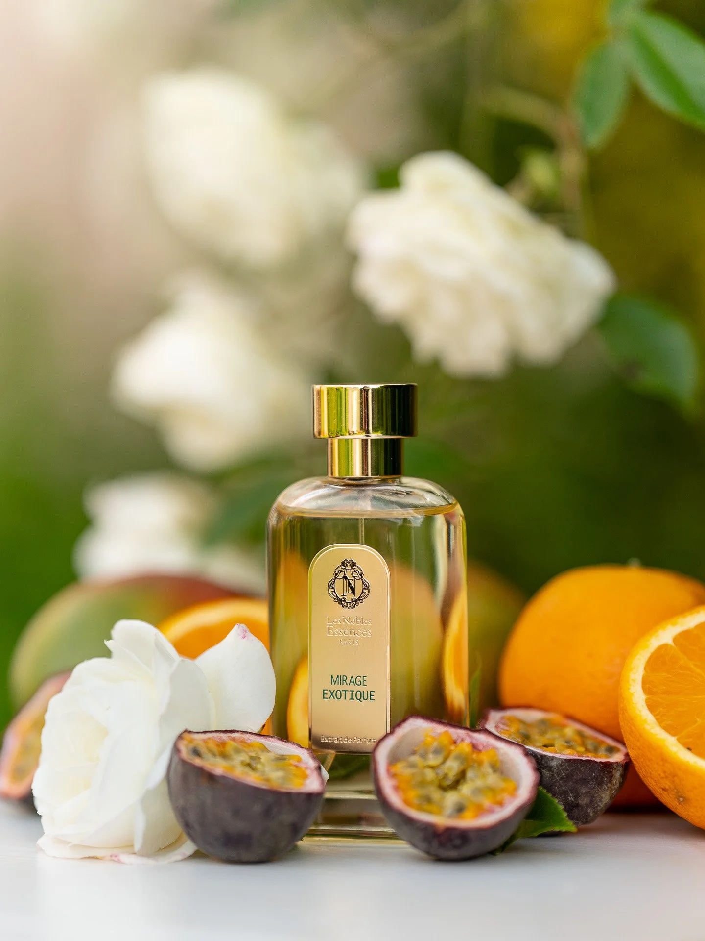 Les Nobles Essences Mirage Exotique fragrance with passionfruit, oranges and florals