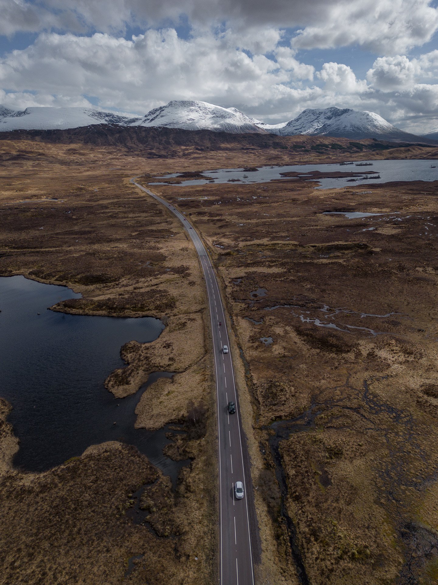 Road in the Scottish Highlands leading to Glencoe