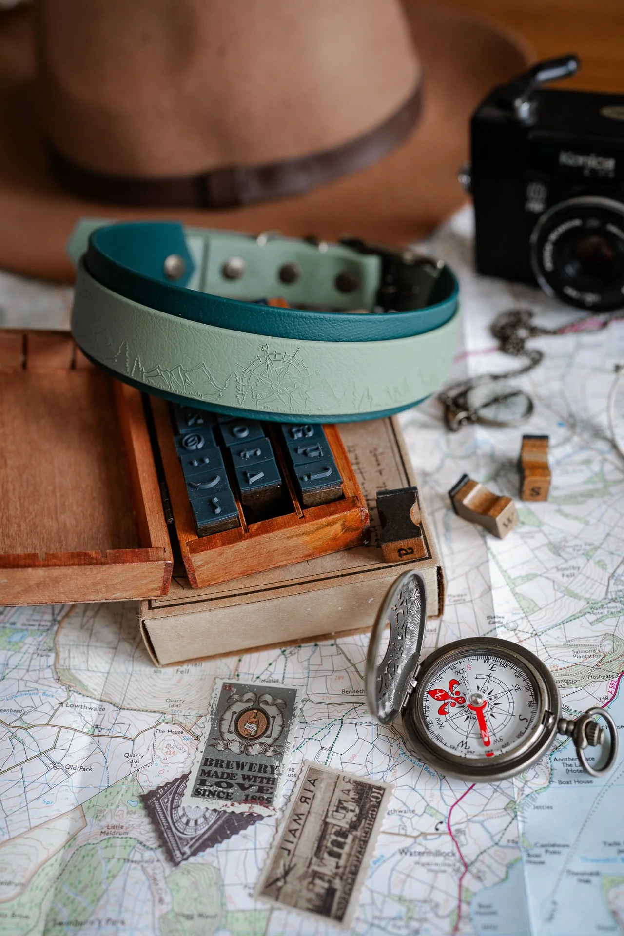 Woof & Snout Compass  biothane dog collar