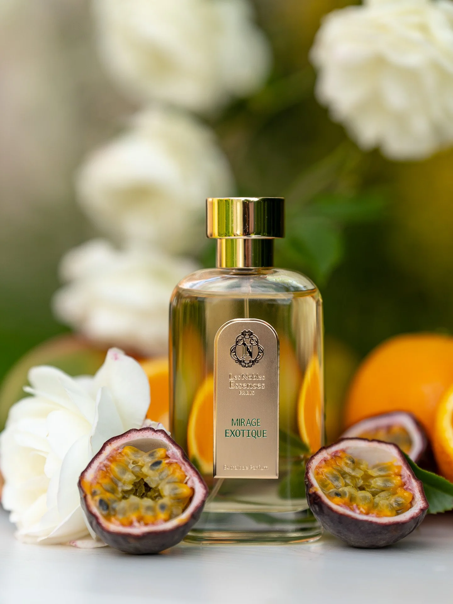 Les Nobles Essences Mirage Exotique fragrance with passionfruit, oranges and florals