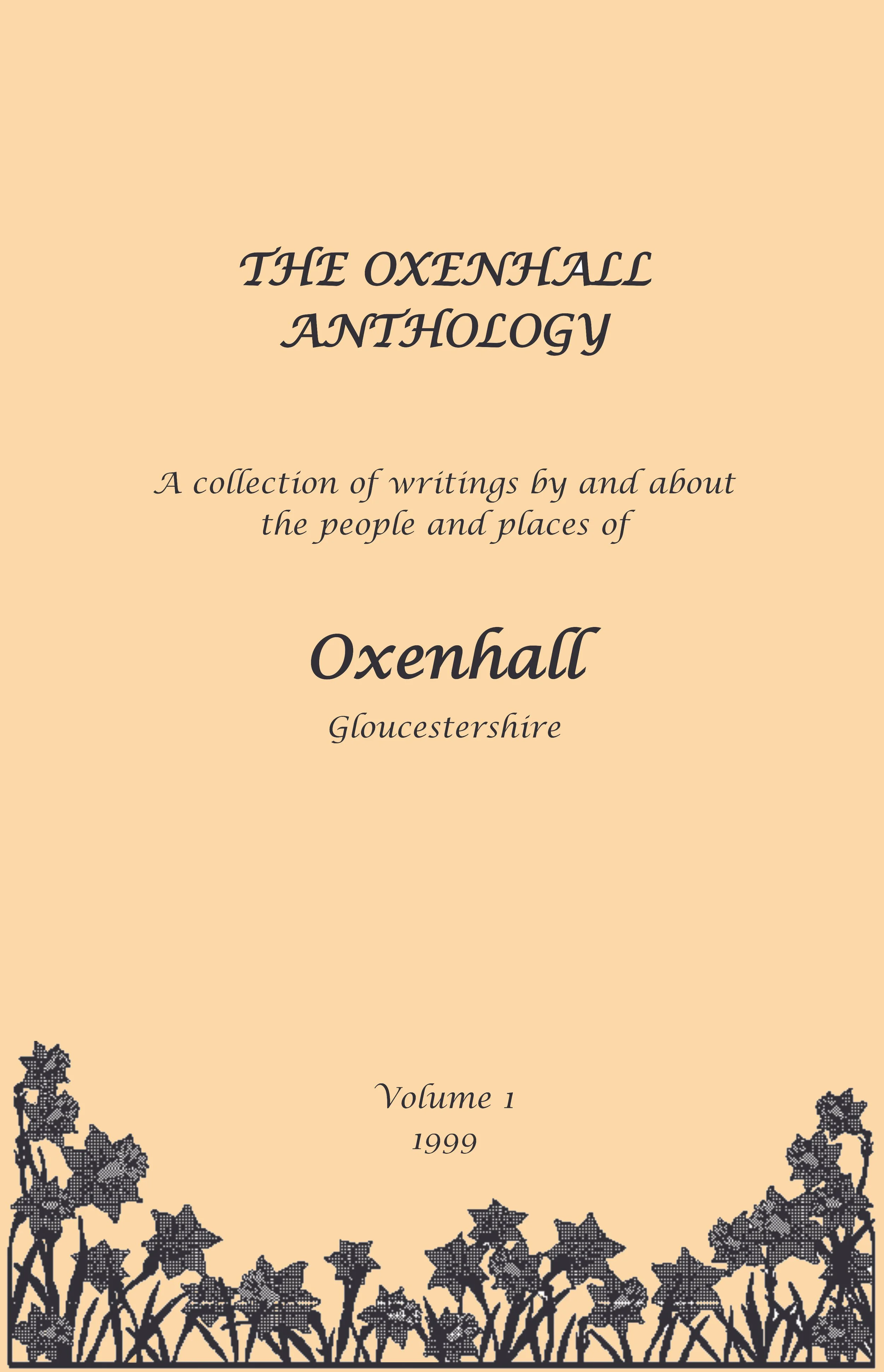 Cover of a book titled "The Oxenhall Anthology," featuring black floral illustrations at the bottom, beige background, and black text.