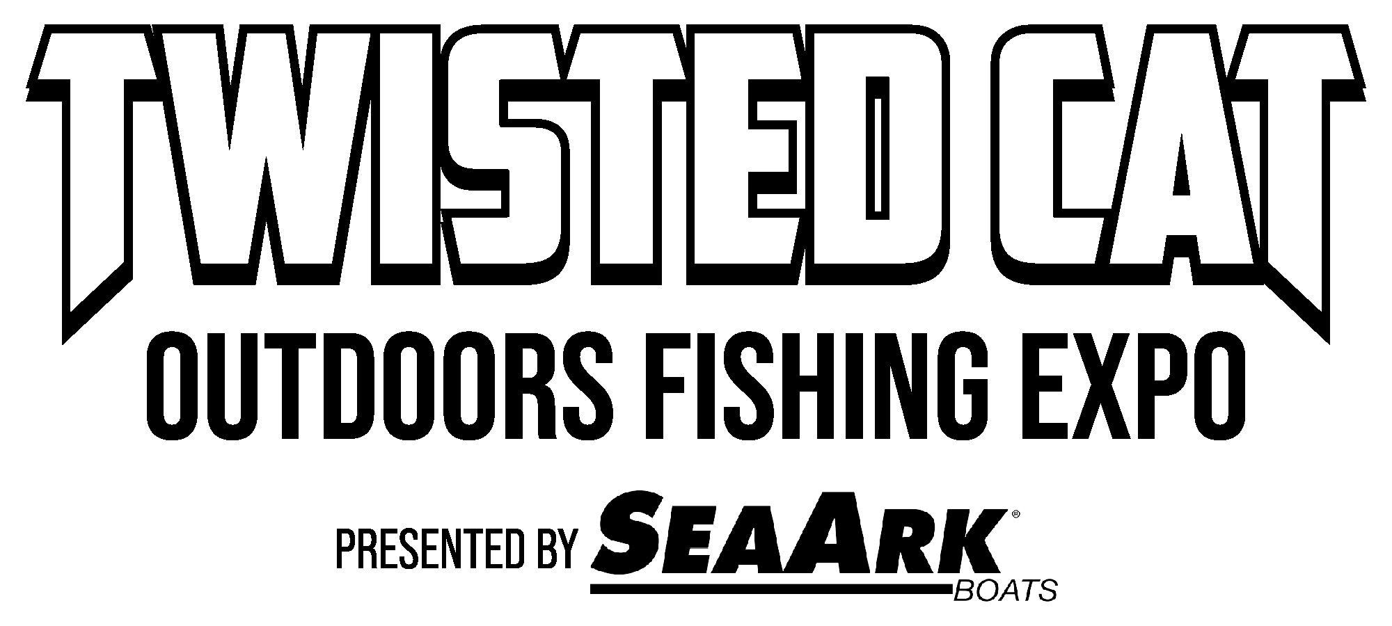 Twisted Cat Outdoors Fishing Expo Presented by SeaArk Boats official logo - Black