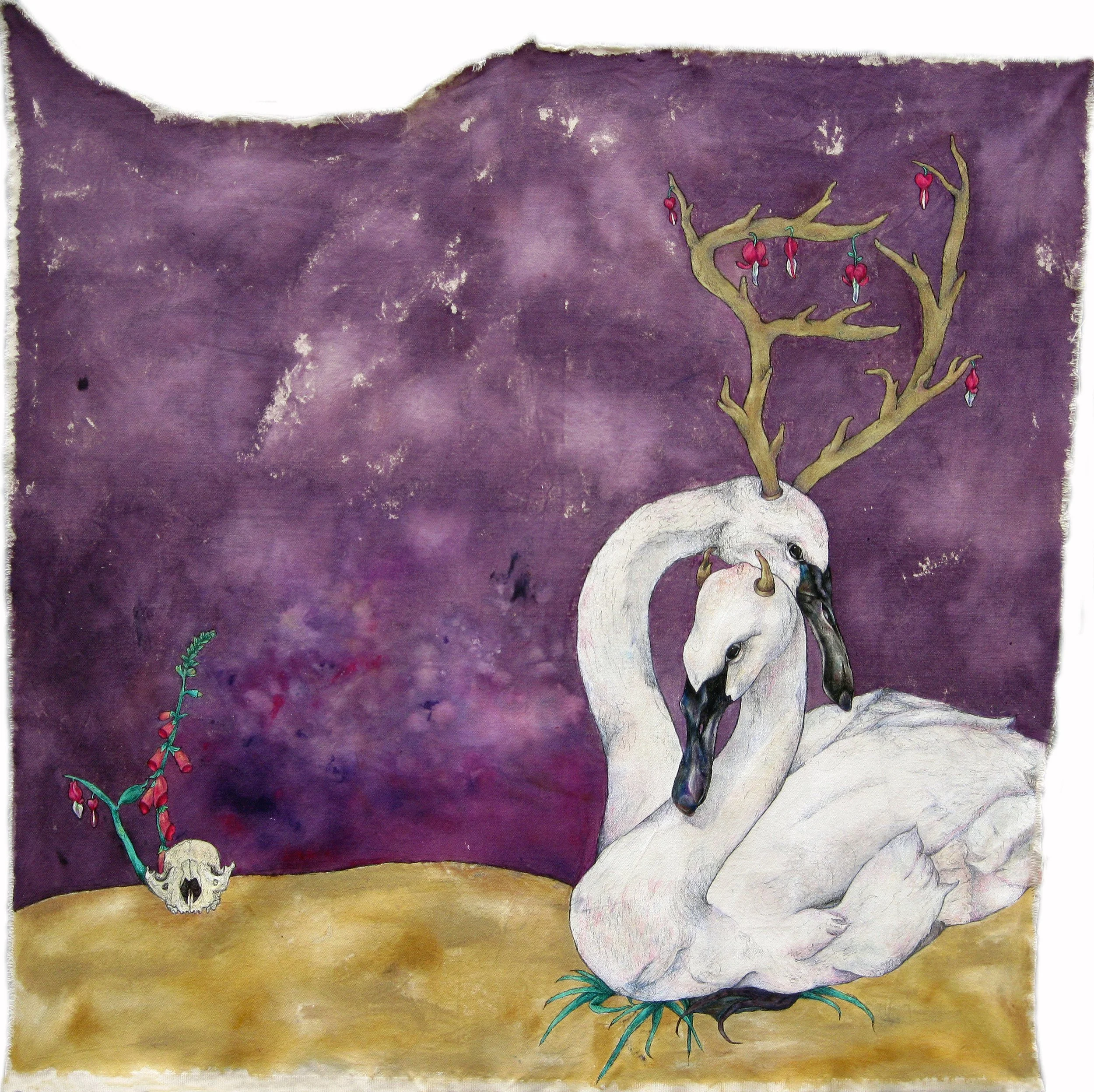 Sealed: acrylic, pen, and colored pencil on raw canvas, ~ 39 X 37.5 inches