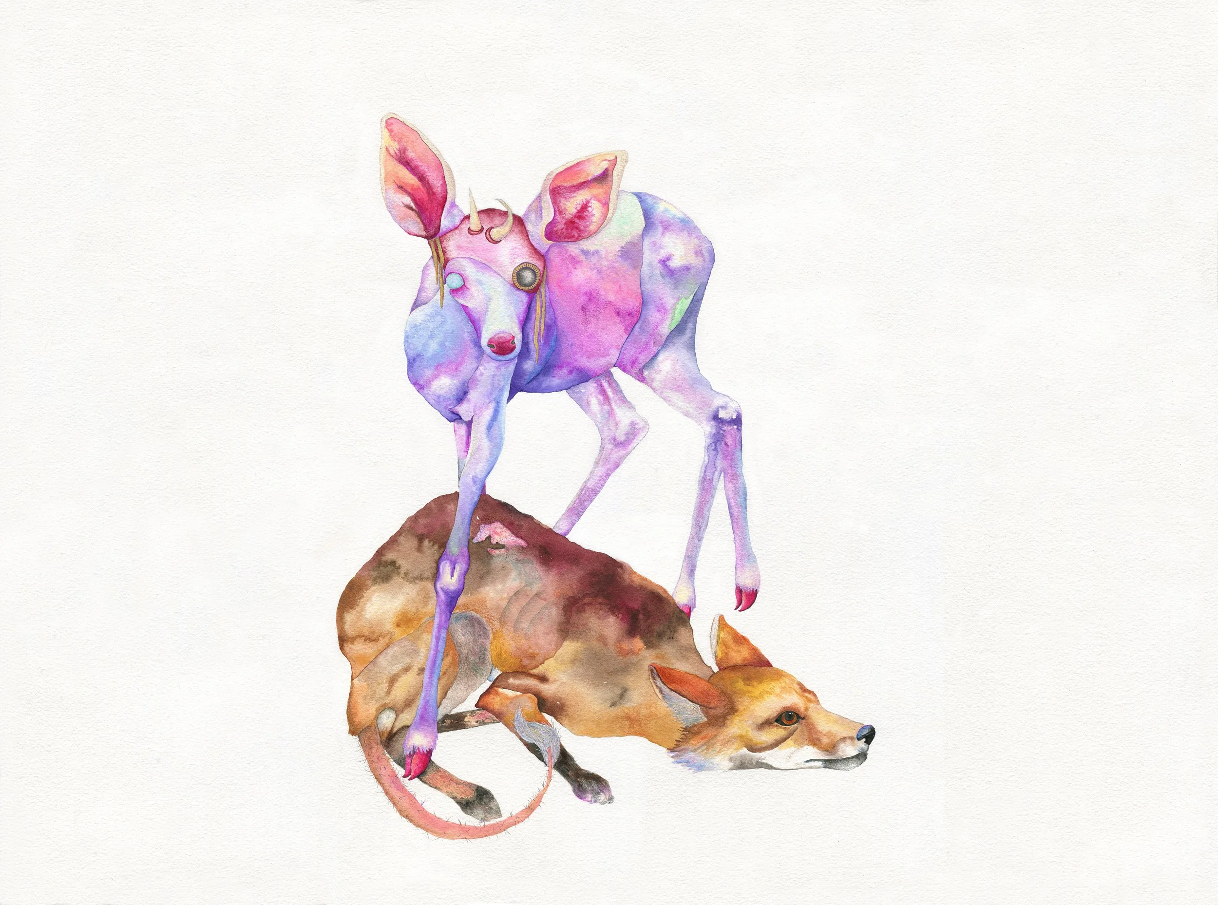 Lesson in Hegemony: watercolor, gouache, and colored pencil, 22 X 30 inches, 2015