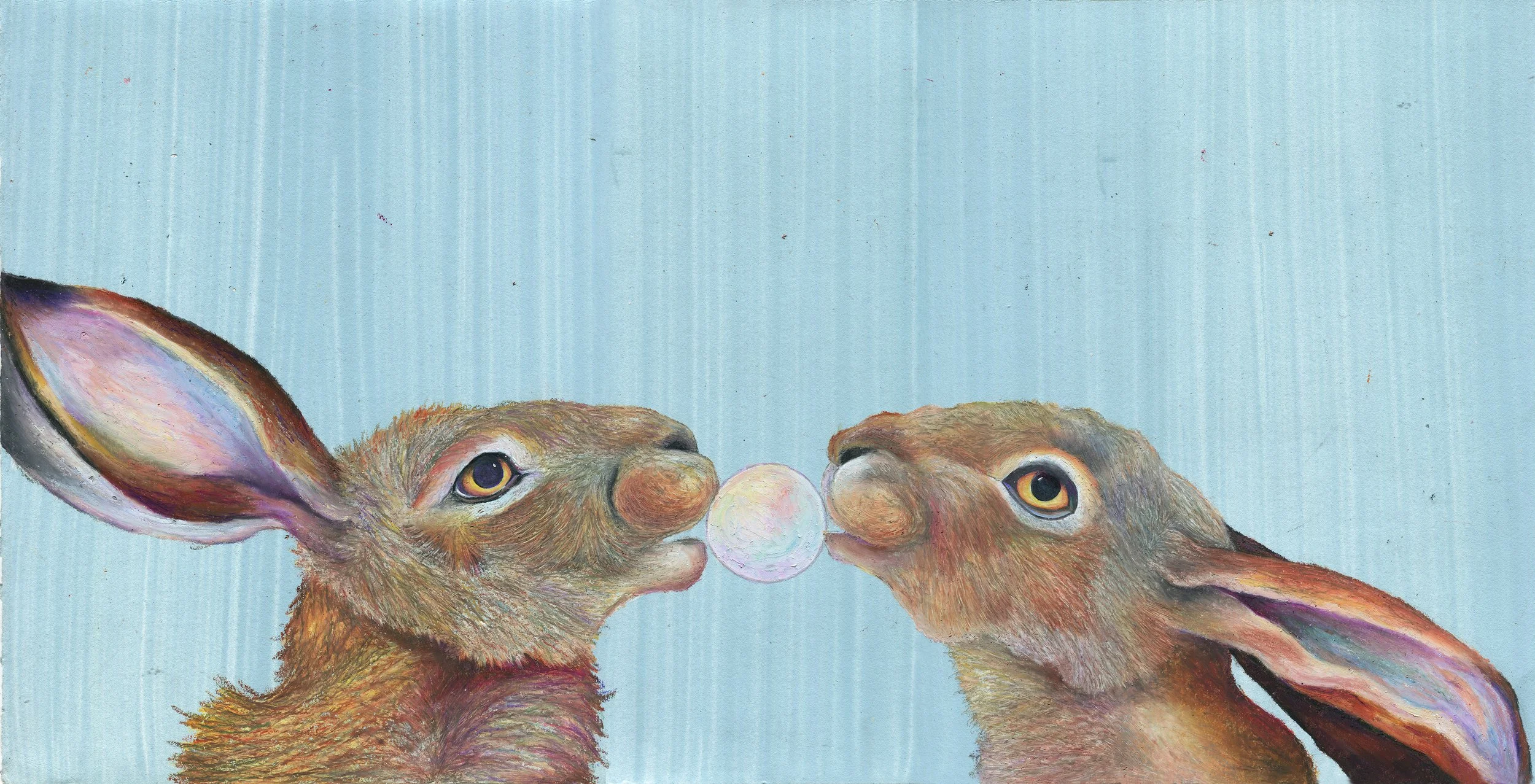 Ours: oil crayon, acrylic, and colored pencil, 10.25 X 20 inches