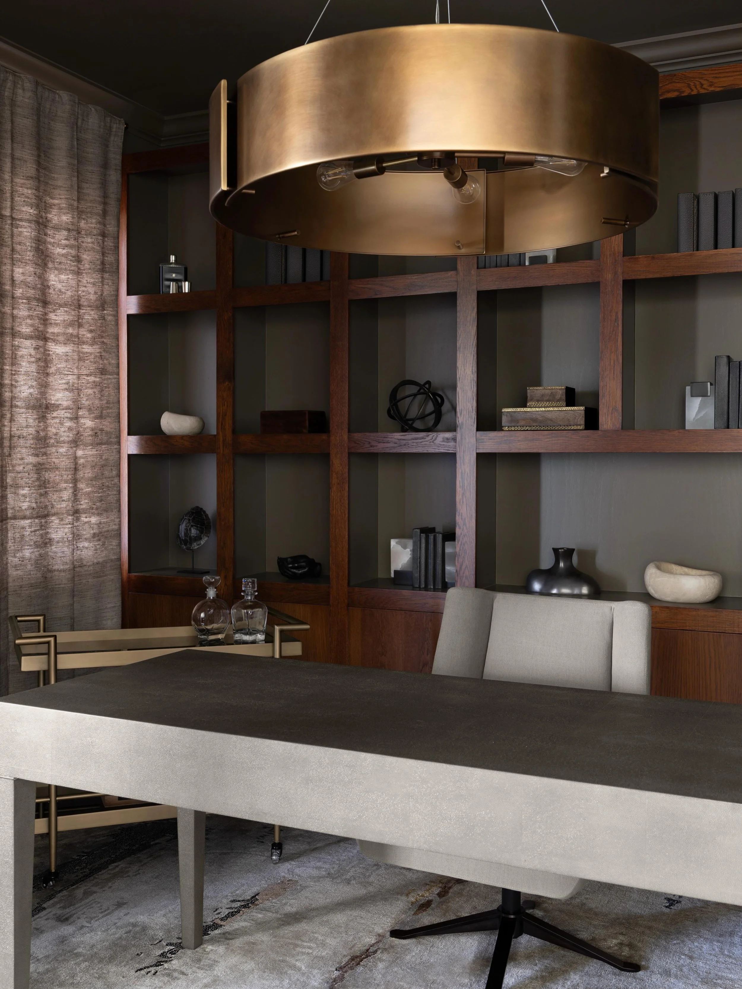 The moment I walked into this space, I immediately saw the potential and could visualize what it was capable of becoming - A moody, masculine office designed for comforting workdays and magazine-worthy Zoom presentations 😉

📐 Full-Service Interior 