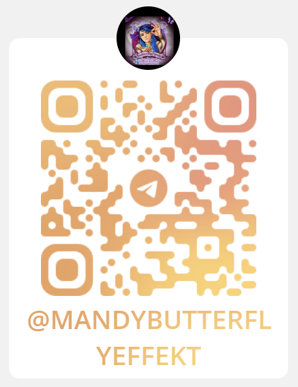 Ein QR-Code mit dem Telegram-Benutzernamen @MANDYBUTTERFLY YEEFFEKT