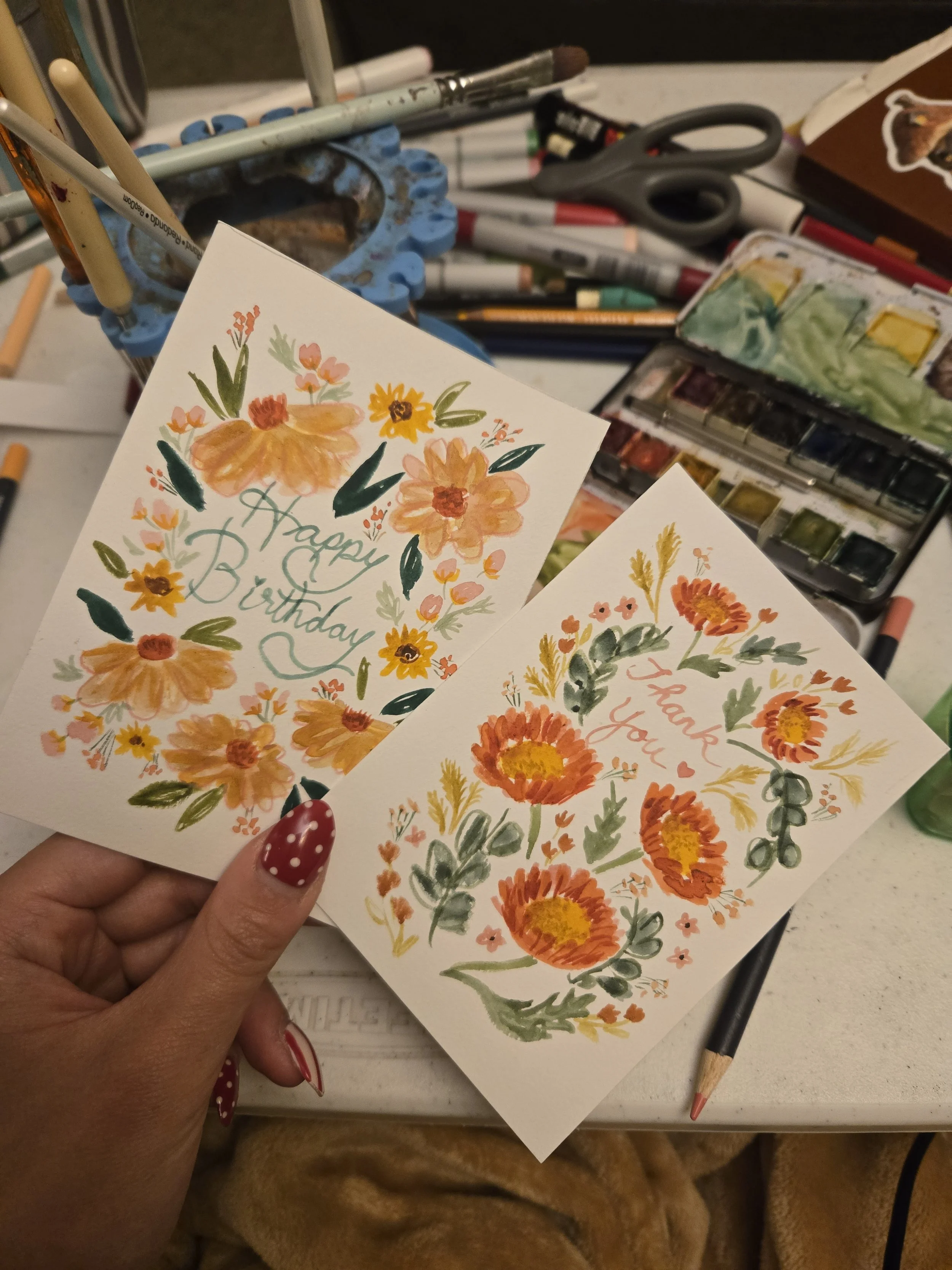 MAY 2023 - PRESENT: WATERCOLOR CARDS FOR SALE ON MY ETSY STORE