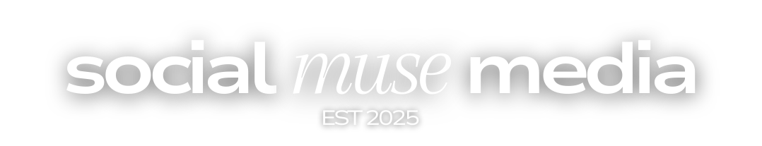 Logo for social muse media, established in 2025, with black background and white text.