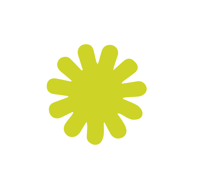 Un logo vert vif en forme de fleur stylisée avec quatre pétales évoquant une fleur ou une étoile sur un fond noir.