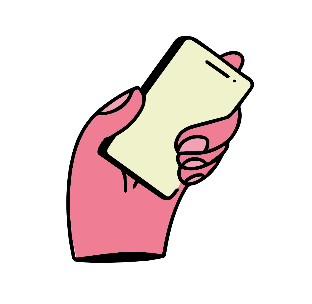 Une main rose tenait un téléphone portable blanc