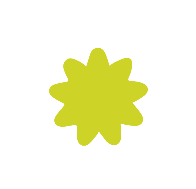 Une forme de tache jaune avec des extrémités arrondies, ressemblant à une silhouette de soleil ou d'explosion, sur un fond noir.