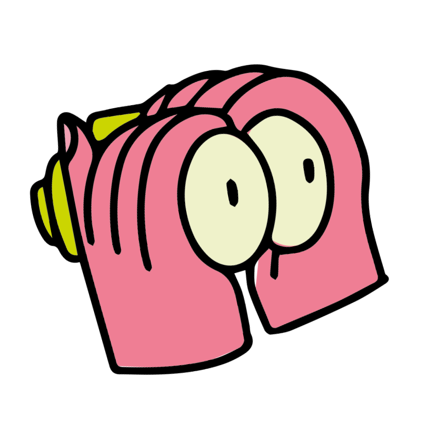 Une illustration d'une paire d'yeux de dessin animé sur un visage rose