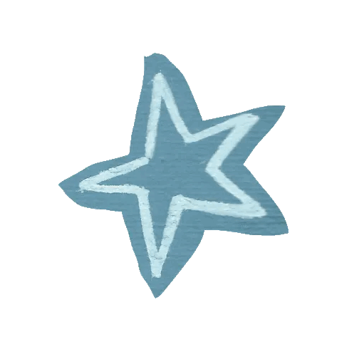 A blue star-shaped object with a hollow center on a light blue background.