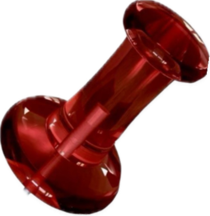 Red wax seal stamp with handle.