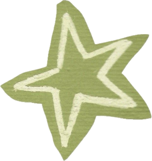 A green star-shaped area rug with a white border and a smaller white star inside.