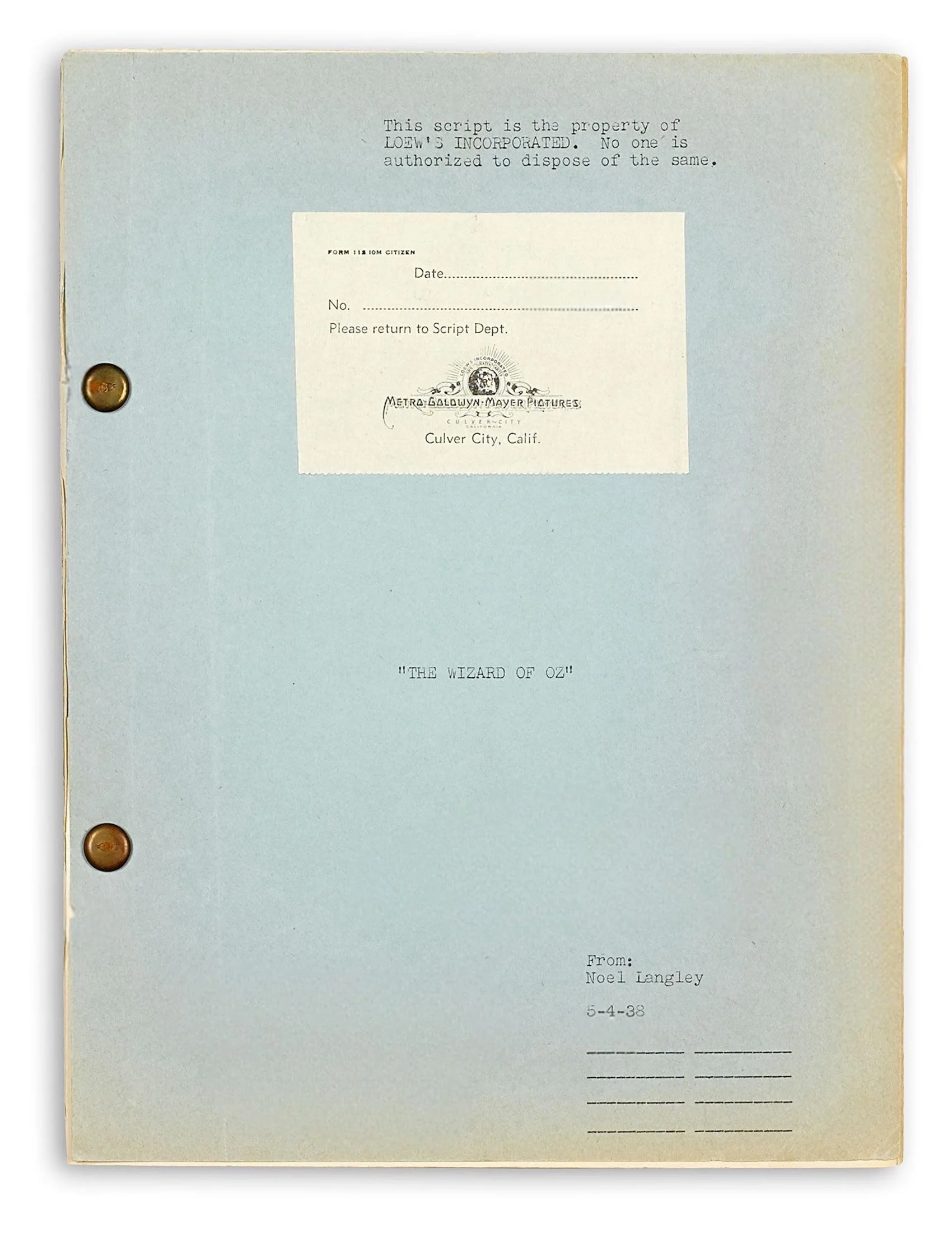 The Wizard of Oz: A Pre-Production Draft