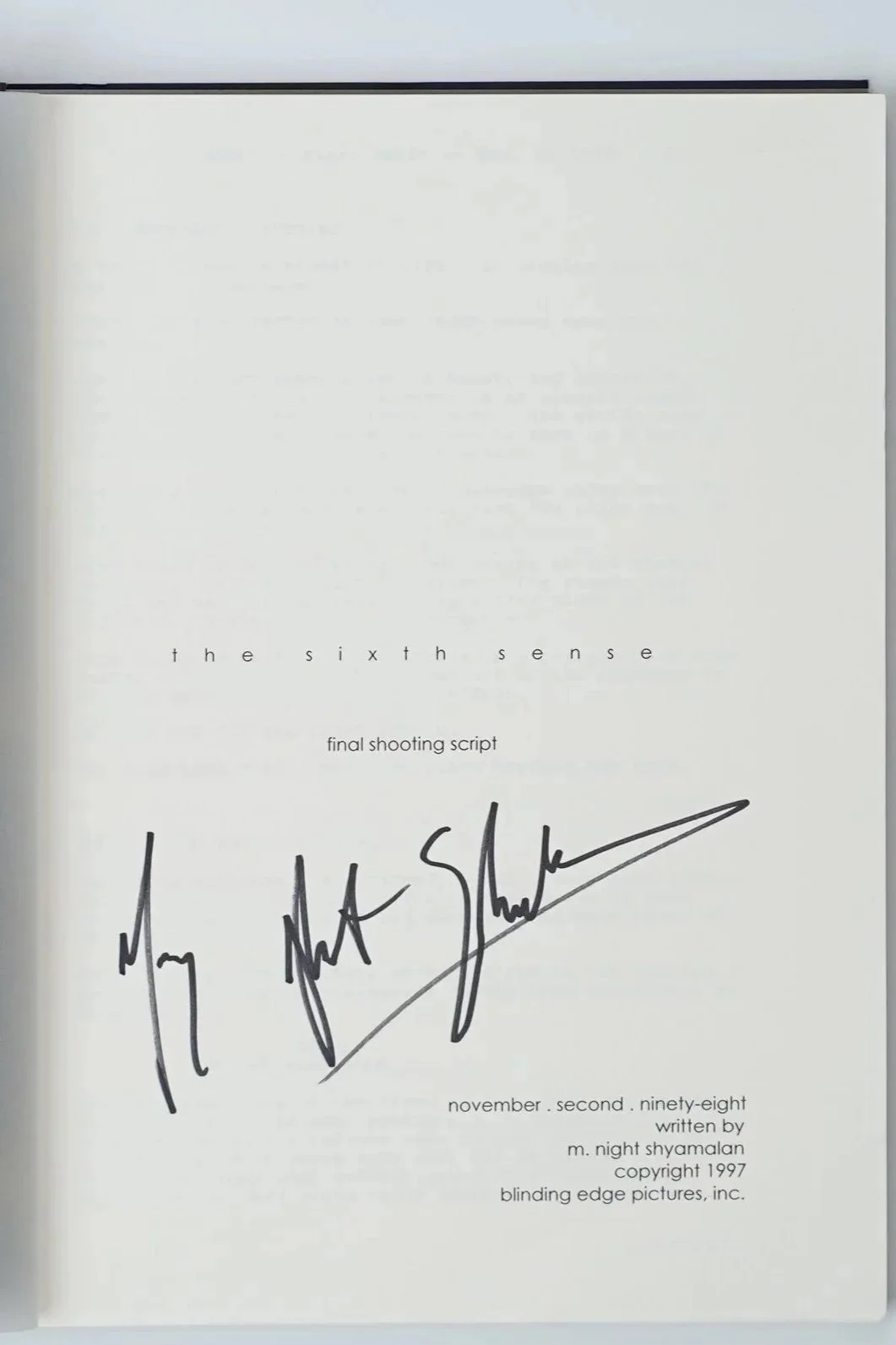 ‘I see dead people....’ - The Sixth Sense Inscribed By The Writer/Director