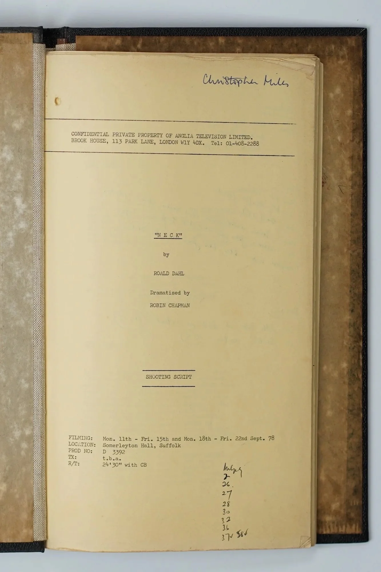 Director’s Working Script, Heavily Annotated, and Extensive Production Archive