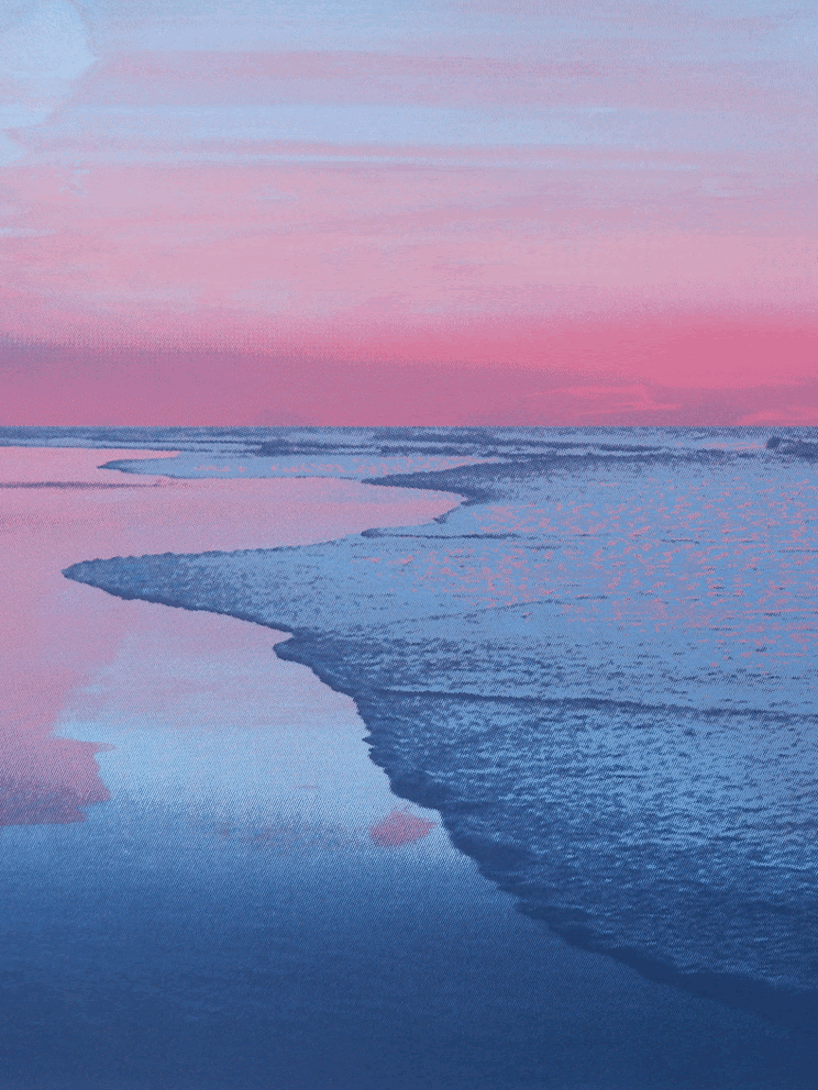 pink and navy screen printed sunset