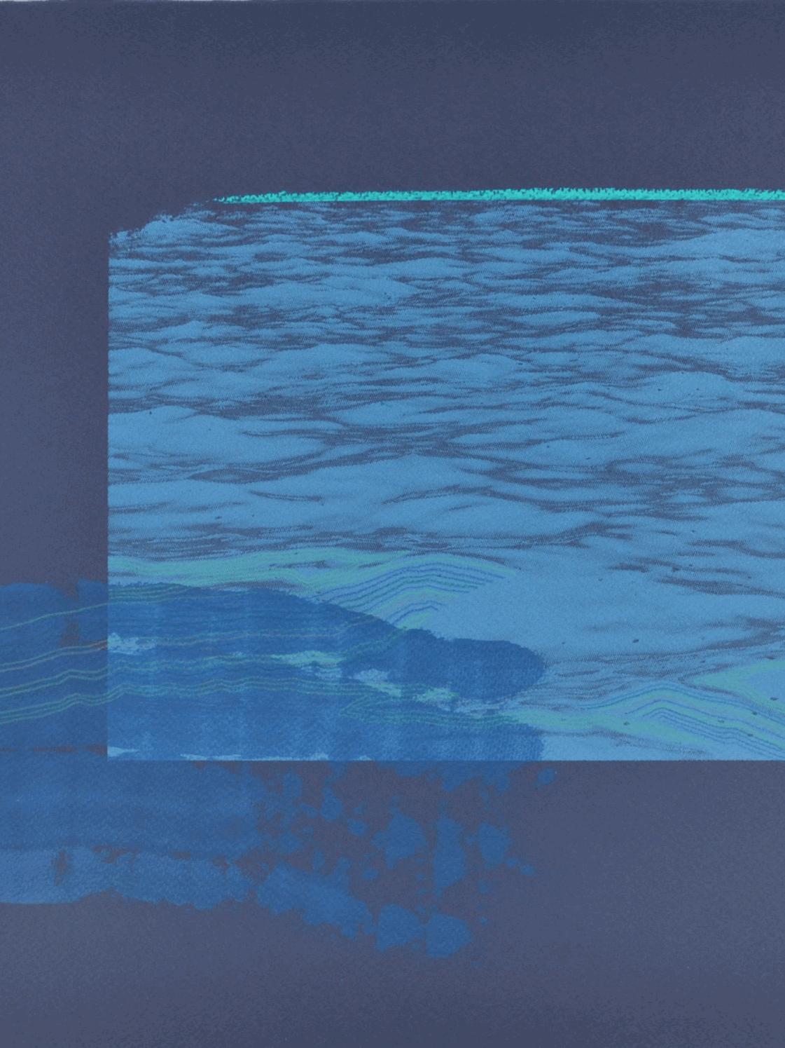 navy and mint mixed media seaside artwork