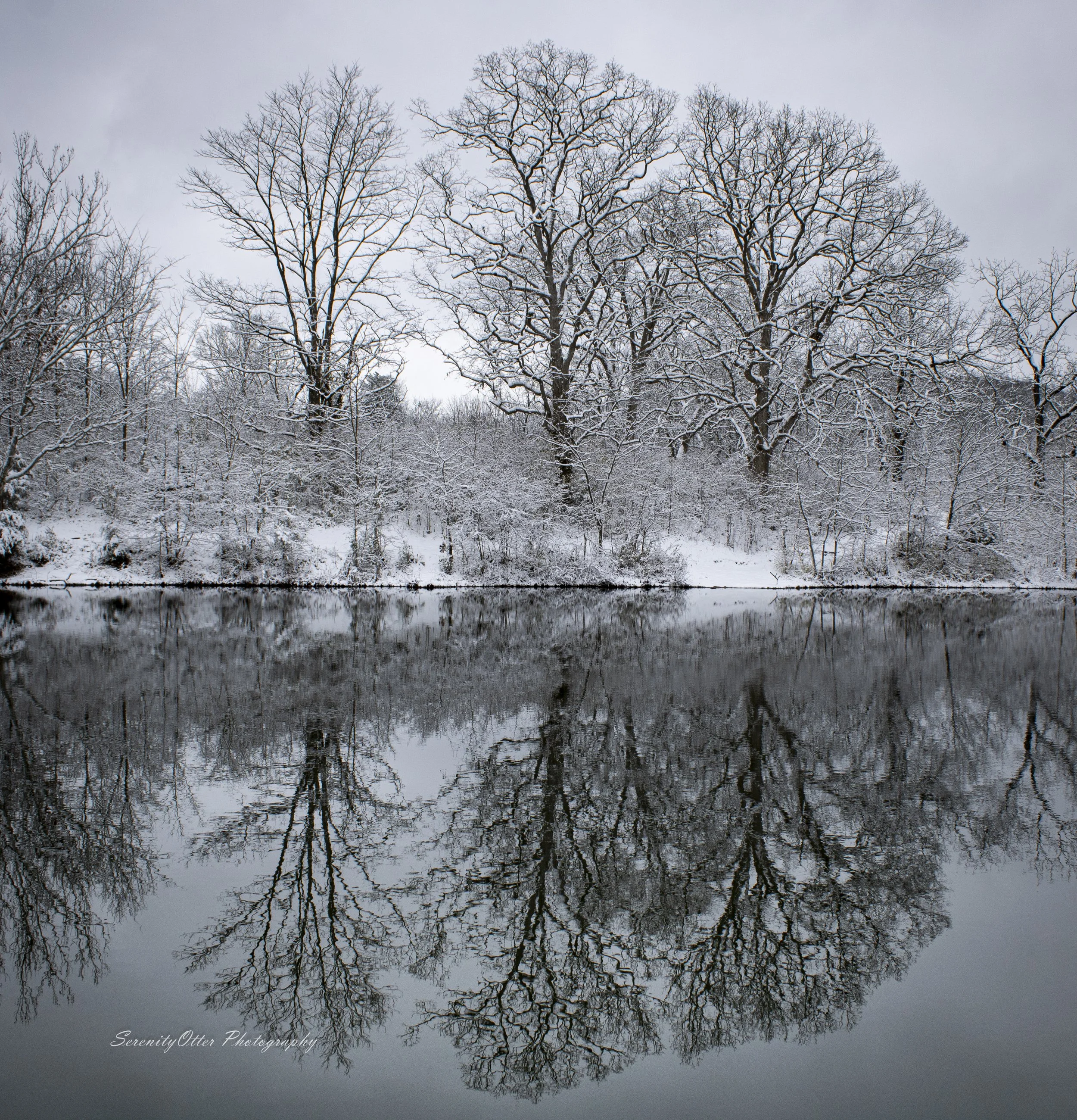 Beckley Creek park pond in winter