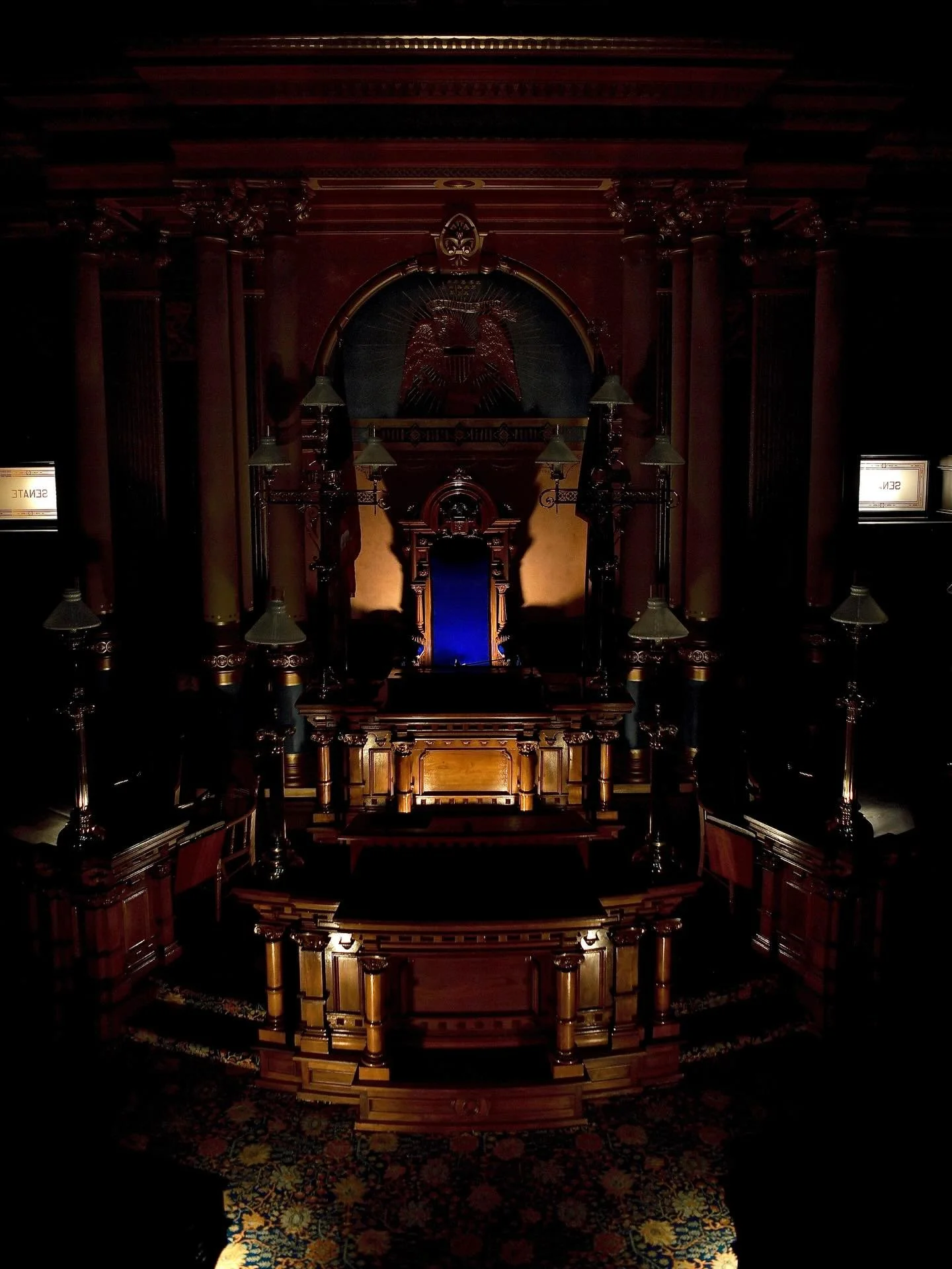 Thought I&rsquo;d share an image from a recent shoot at the Michigan CapitoI.

This photo shows the rostrum of the Senate chamber. This piece of Michigan history is beautiful from any angle, but to showcase this much carved wood, I placed over a doze
