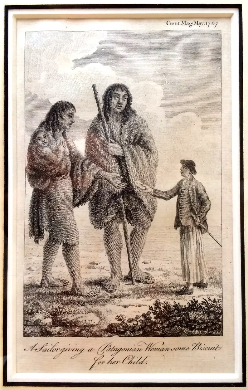  ITEM 020-118: Print of a Sailor giving a Patagonian Woman some Biscuit for her Child 