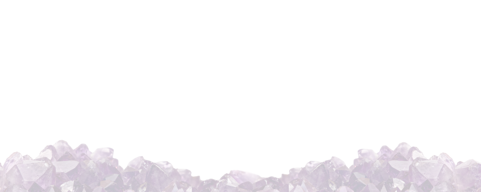 Close-up of purple amethyst crystals at the bottom of the image with a blank black background.