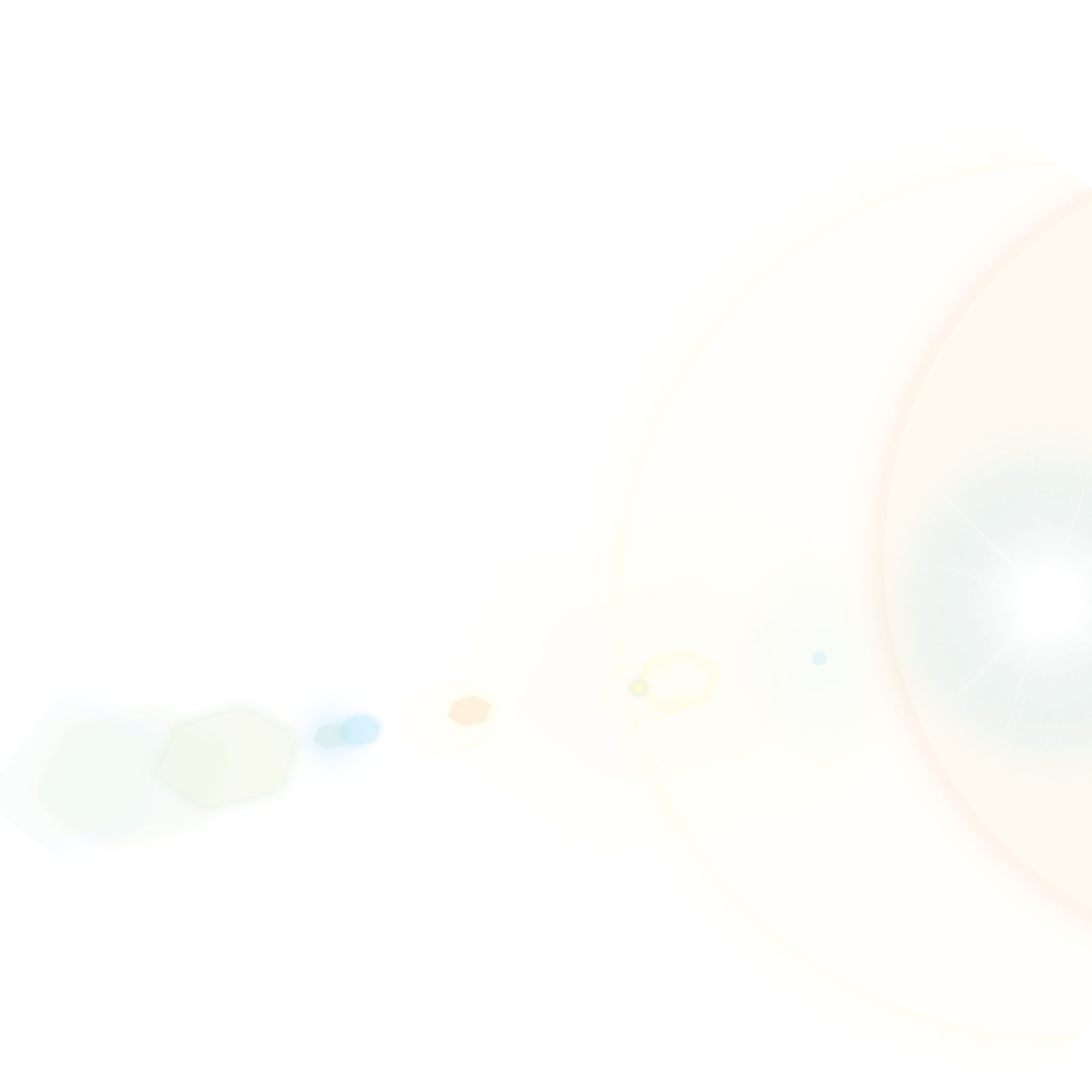 Bright glow of a sun with lens flare effects, surrounded by yellow and orange hues, over a black background.