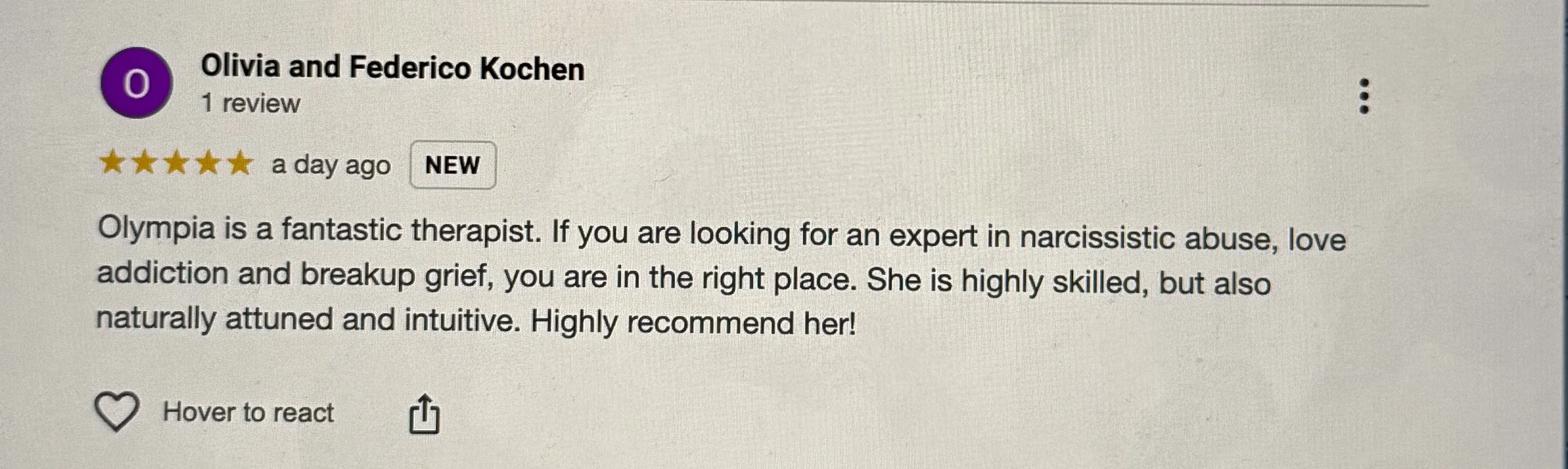 5-star Google business reviews for Liminality in VA and NY.