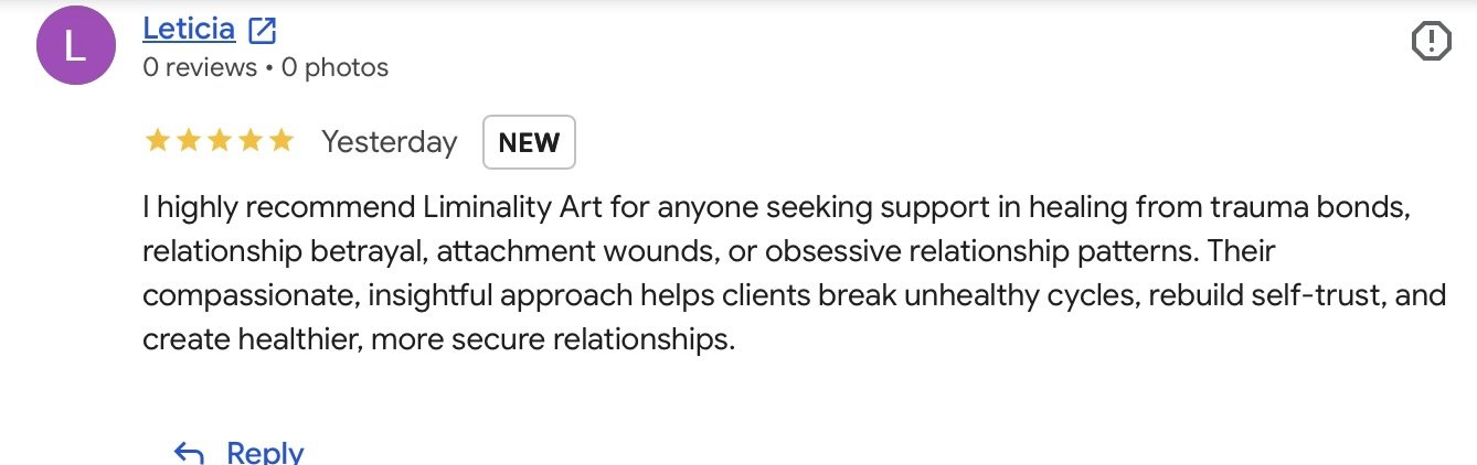 A positive Google review for psychotherapist Olympia, praising her kindness, attentiveness, responsiveness, and professionalism.