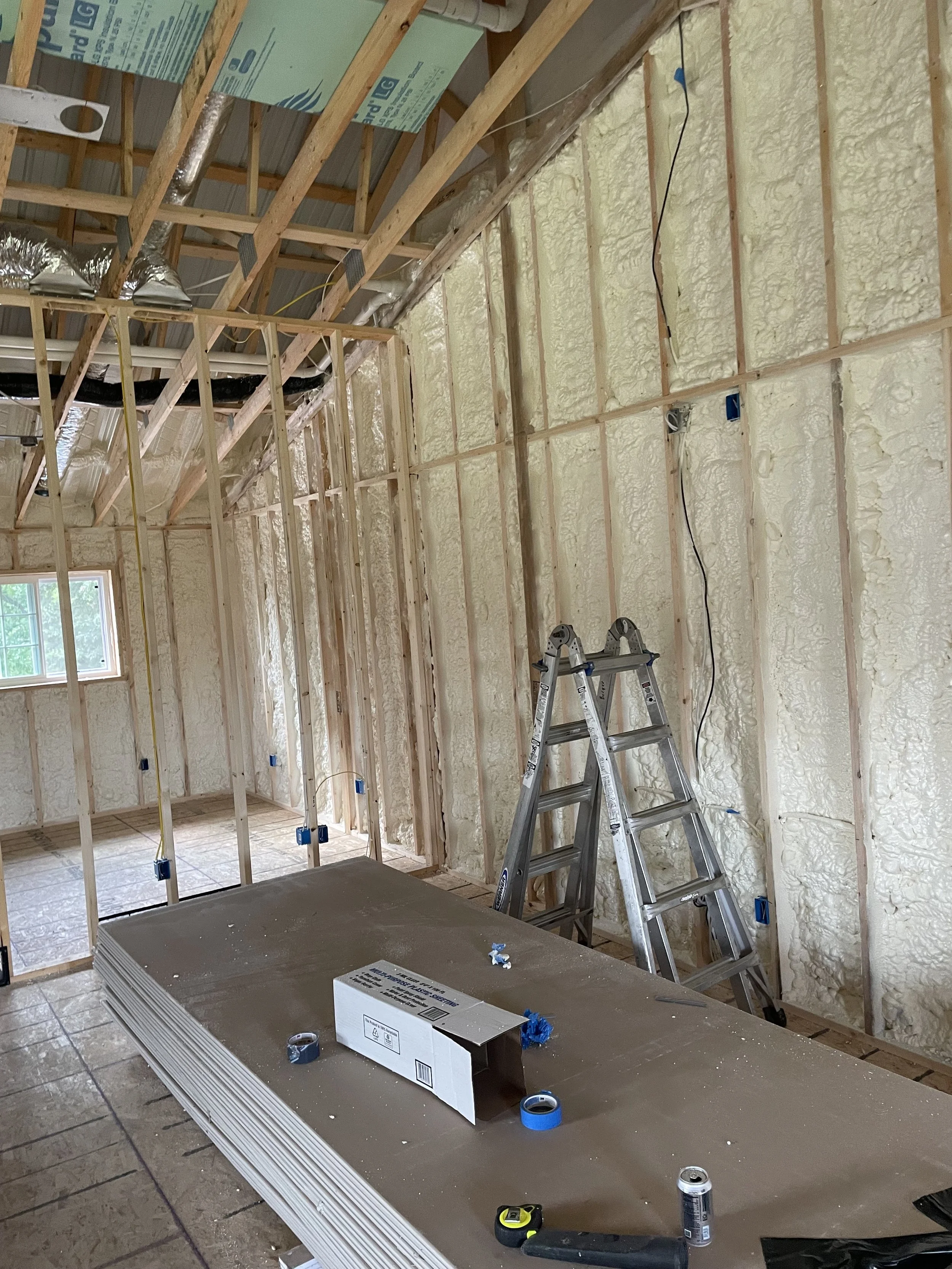 Install spray foam insulation even after frames have been put up