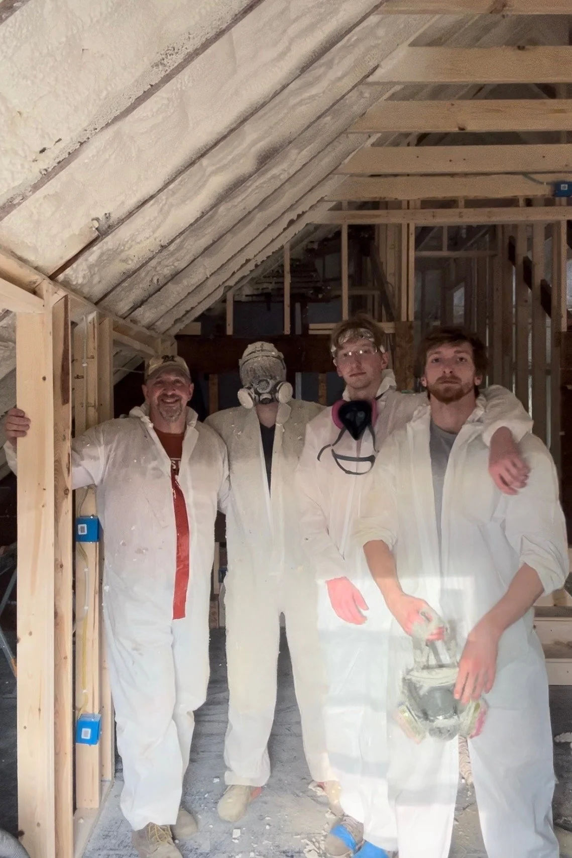 New construction framing with sprayfoam insulation installed