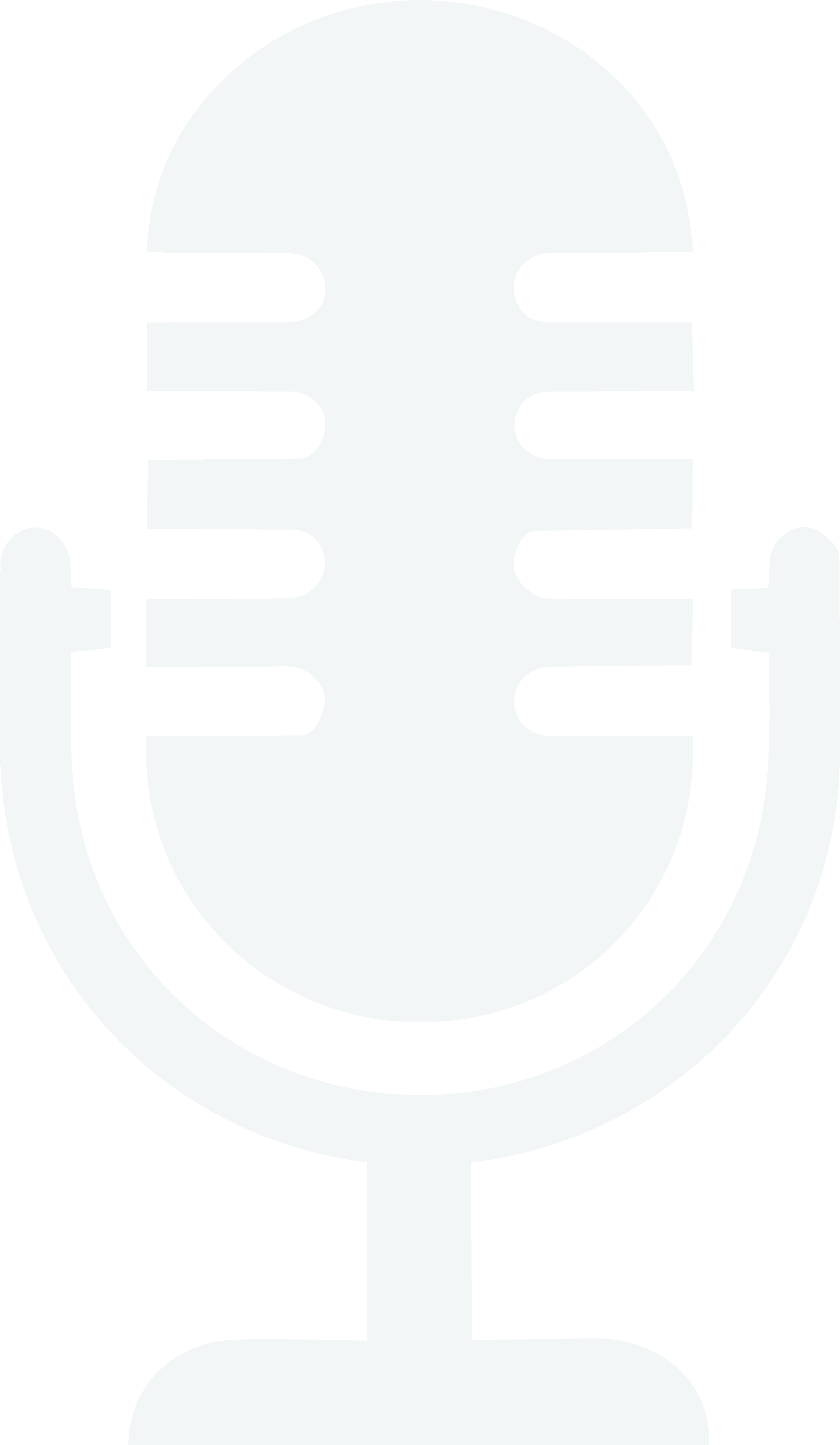 A stylized, black and white microphone icon.