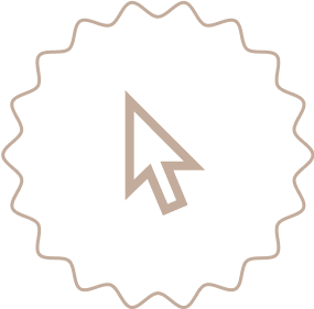 Icon of a computer mouse cursor inside a decorative circular border