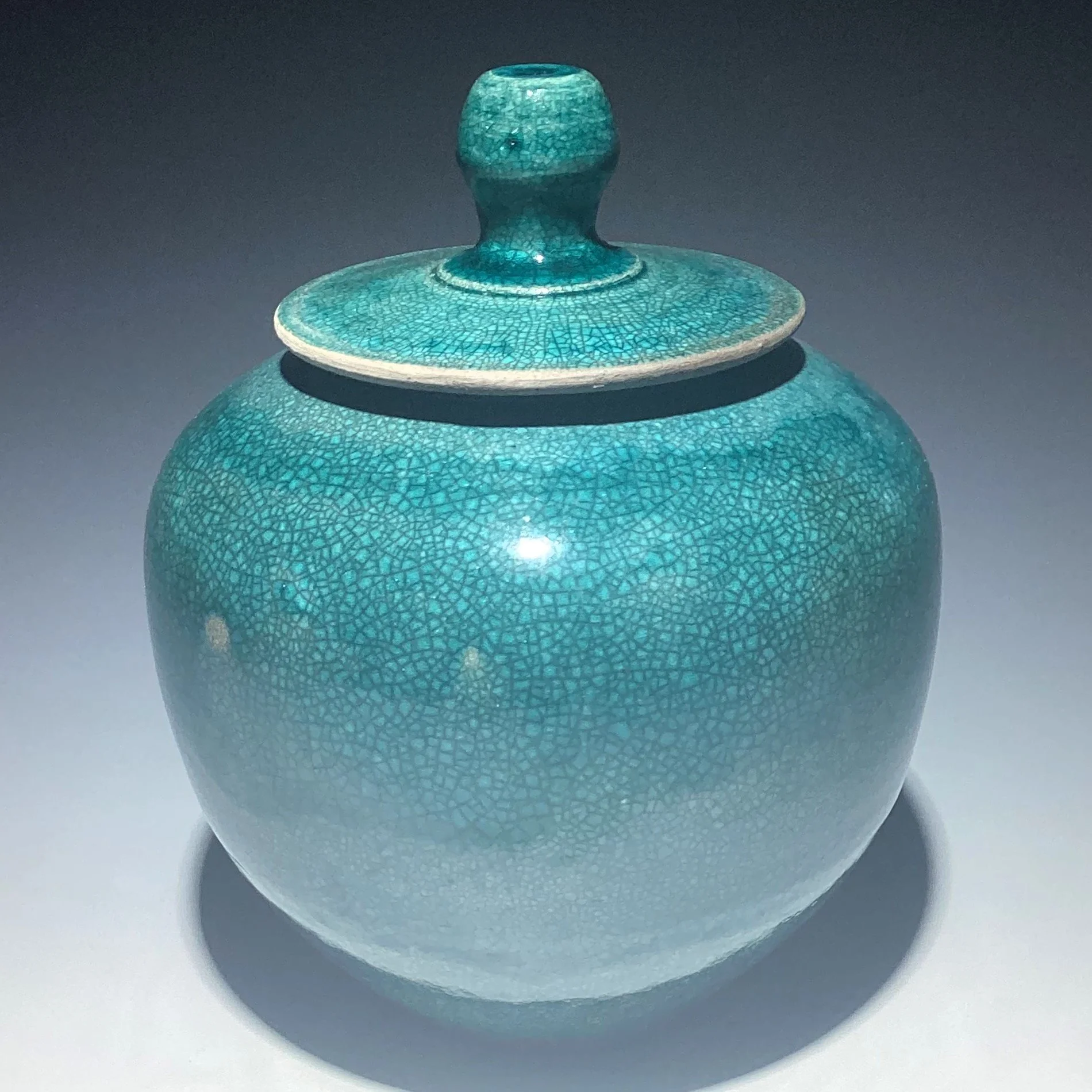 Jade Crackle Vase with Lid