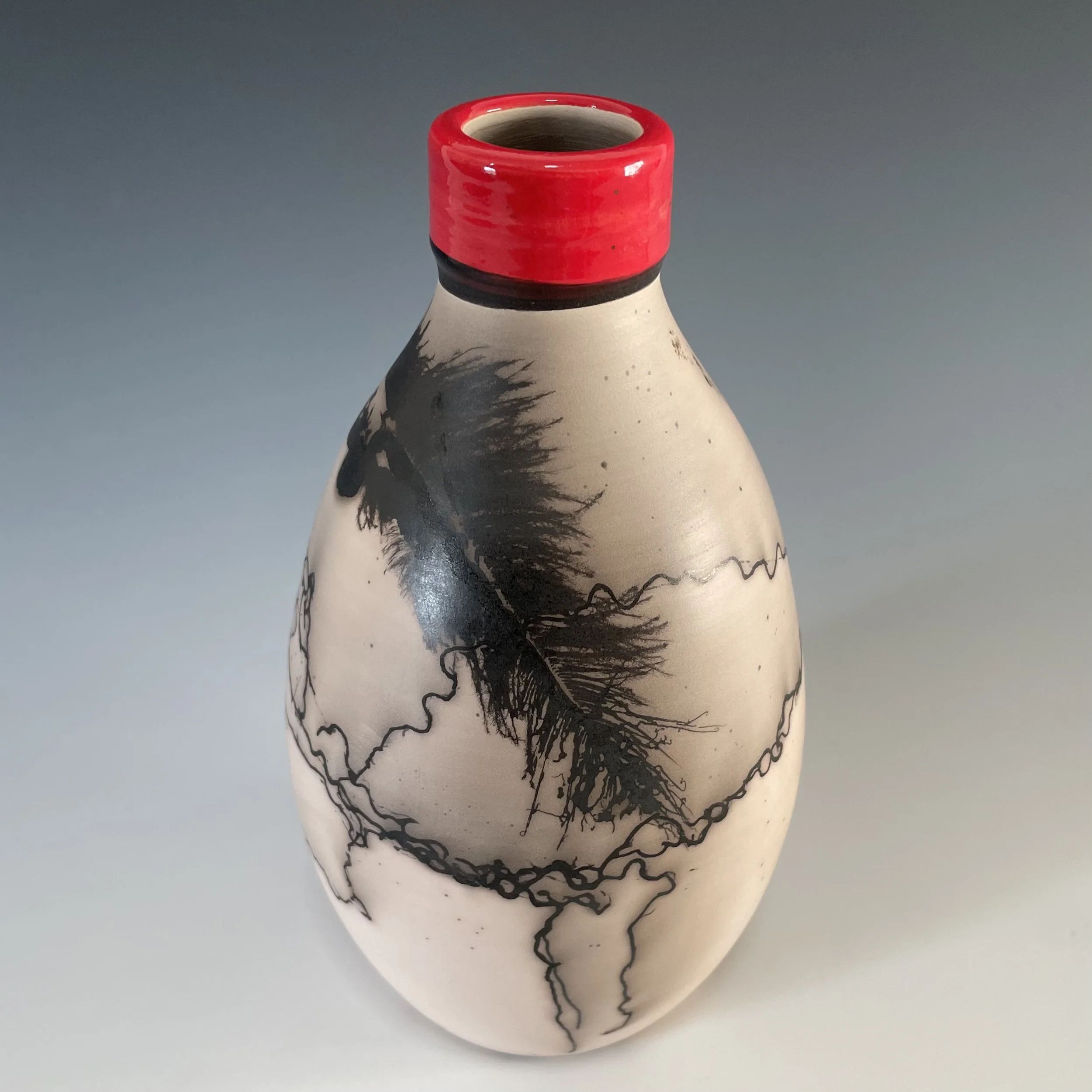 Horehair Bottle Form with Red Accent