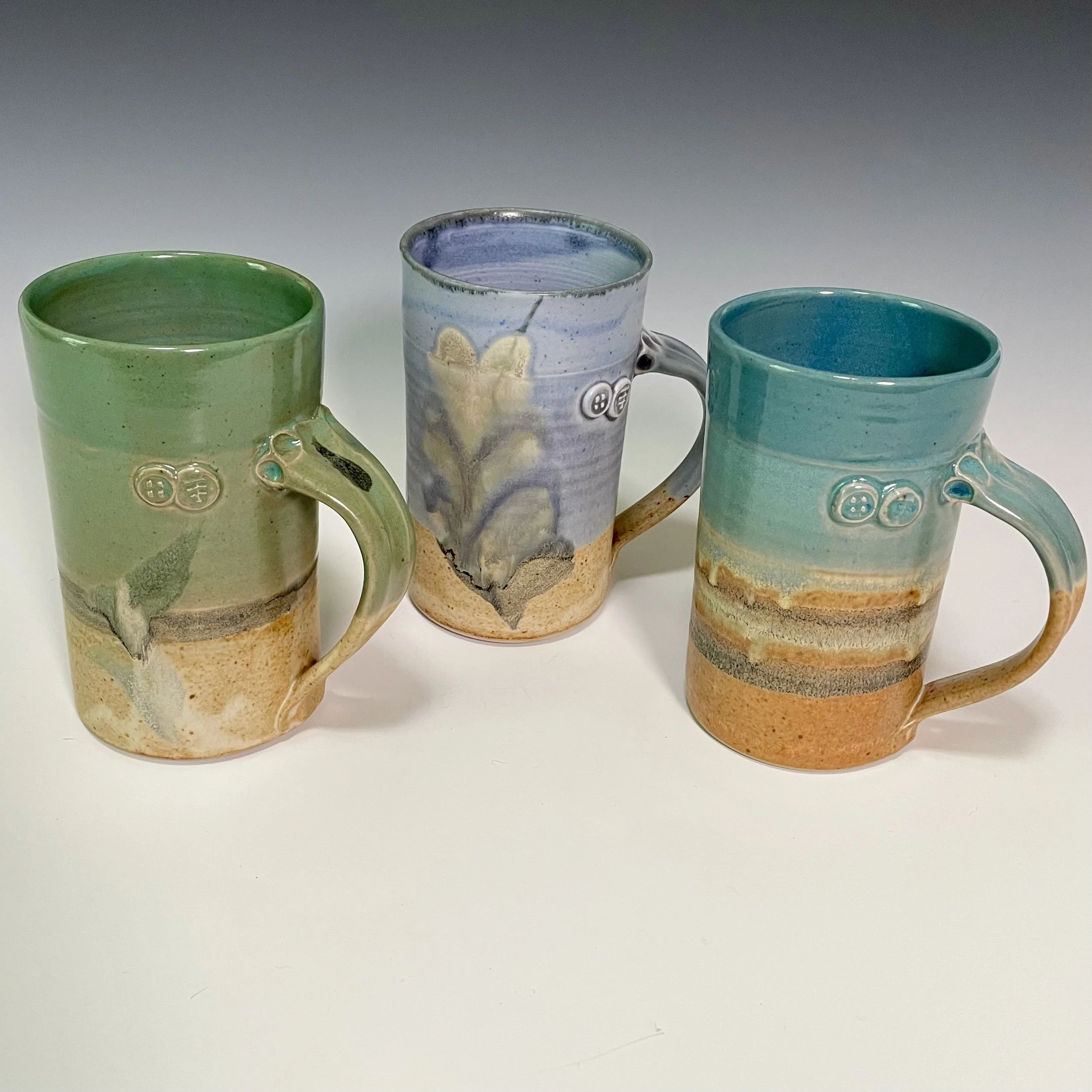 Mugs in various available glaze combinations