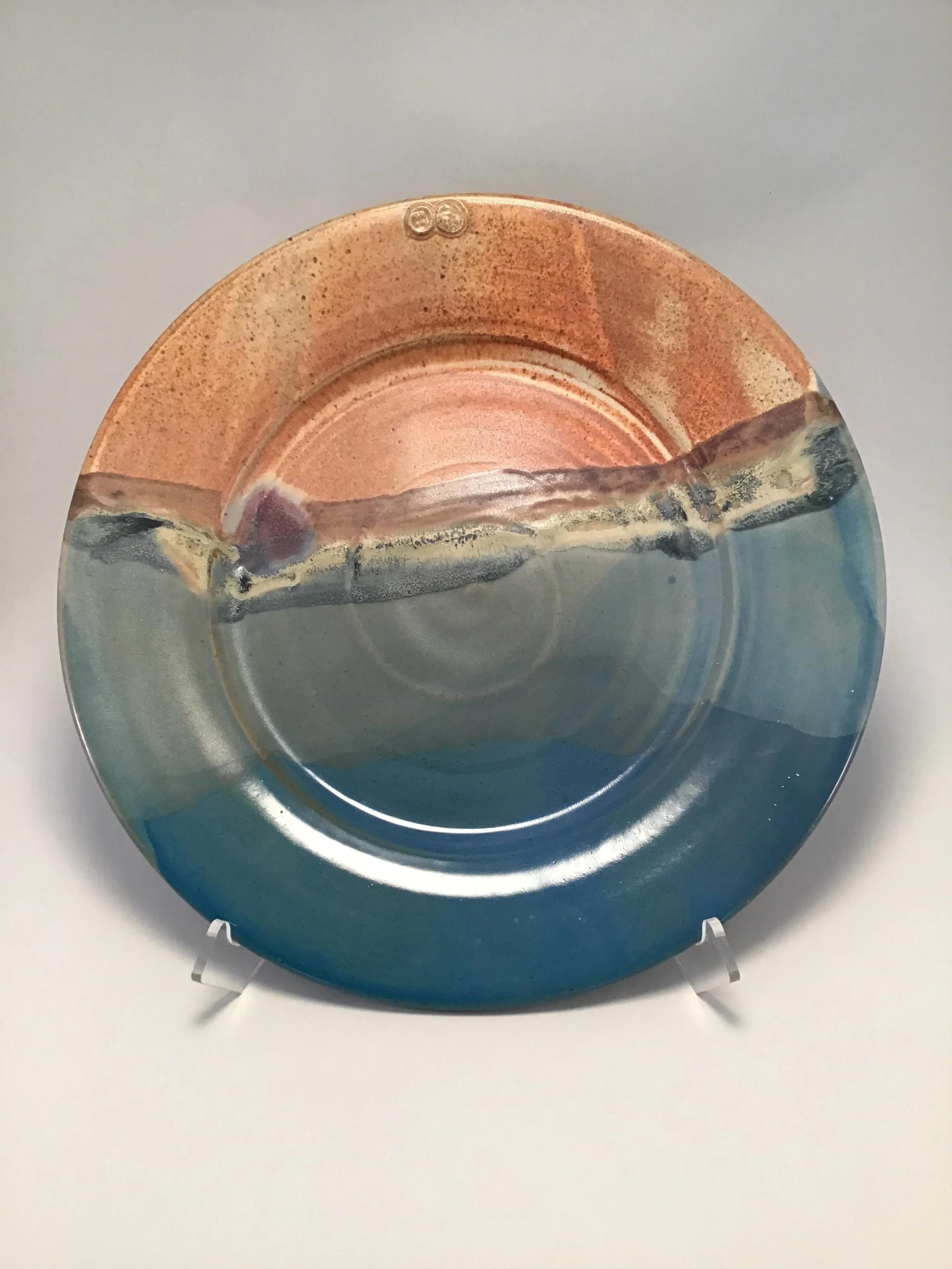 Teal and Tan Dinner Plate