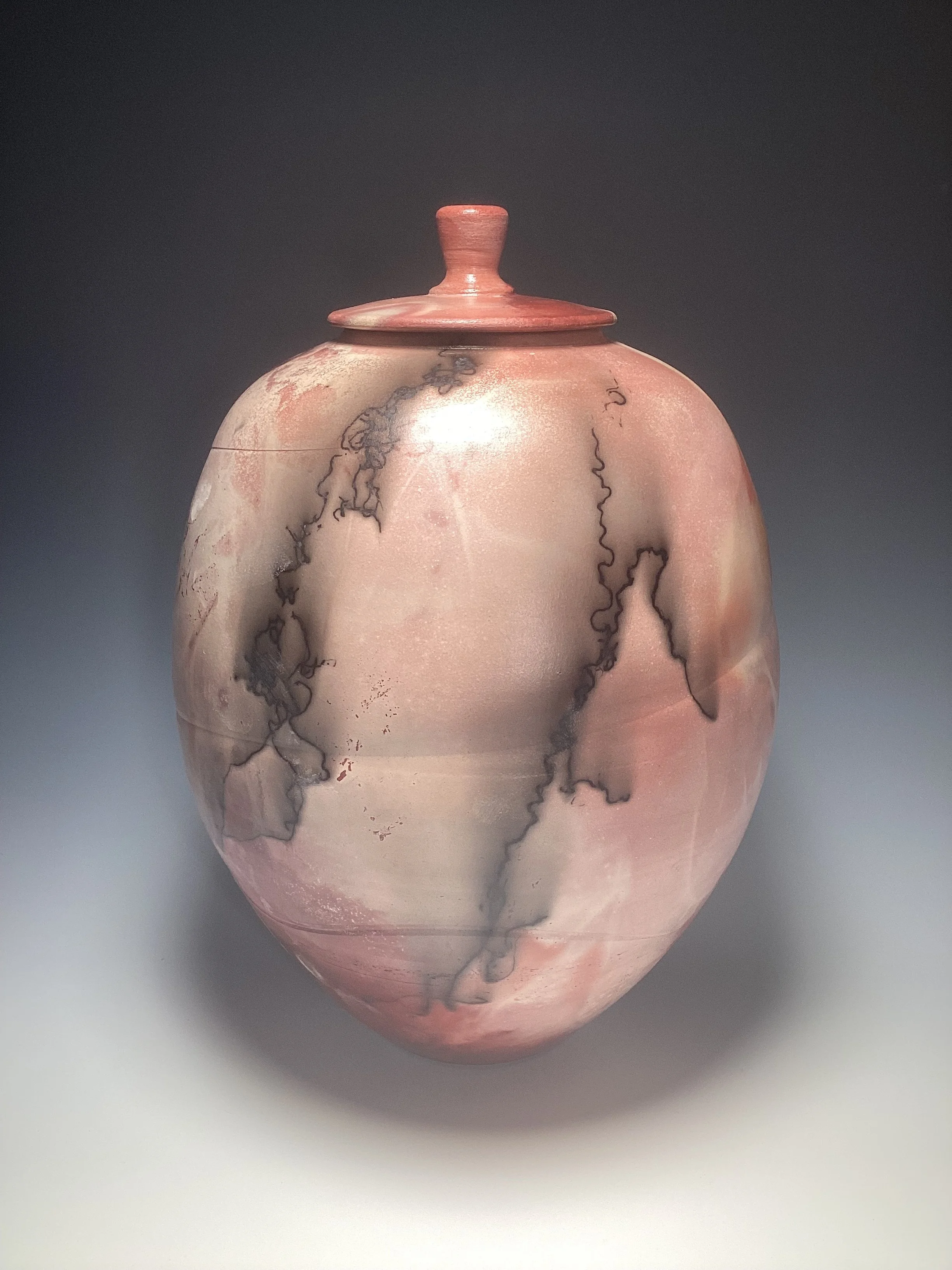 Low-Fire Fumed Lidded Vase
