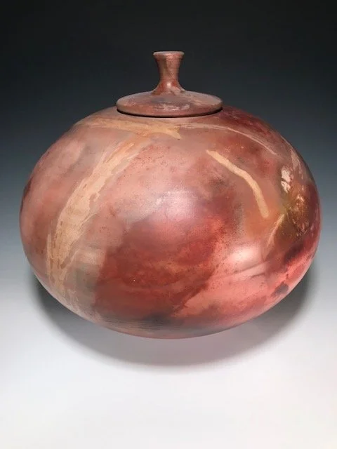 Large Fumed Lidded Vase